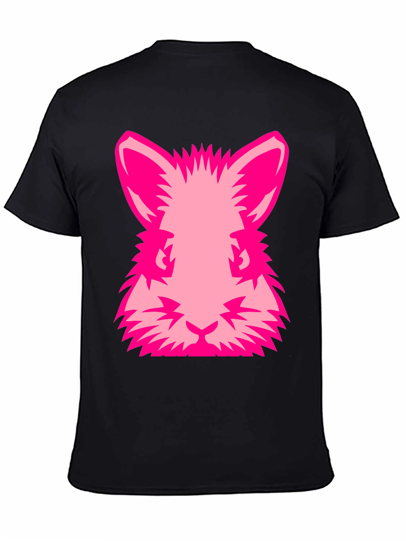 Black Pink Rabbit Graphic Tee - Black Cotton Blend Shirt view 4