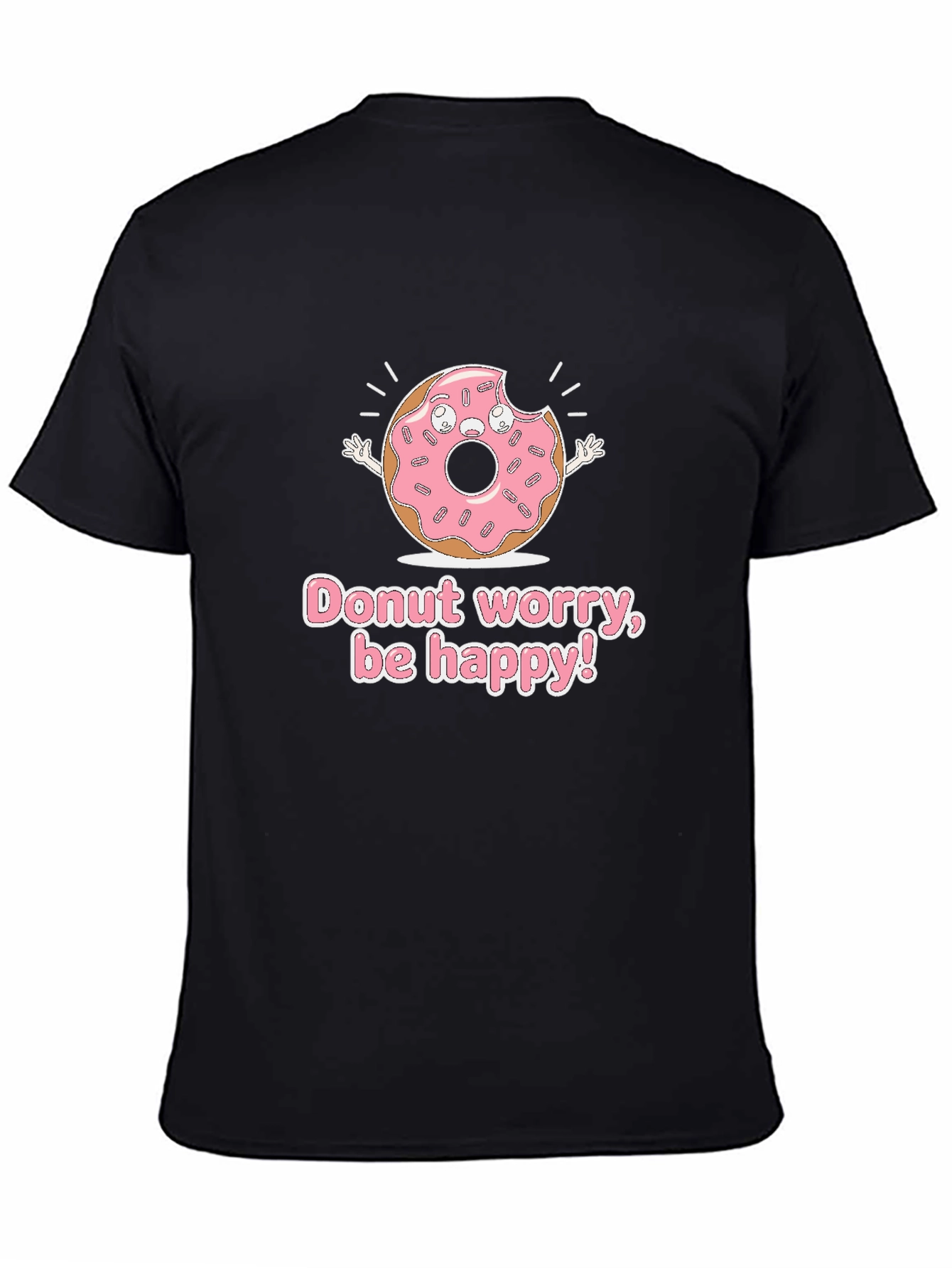 Black Donut Worry Be Happy Graphic T-Shirt view 4
