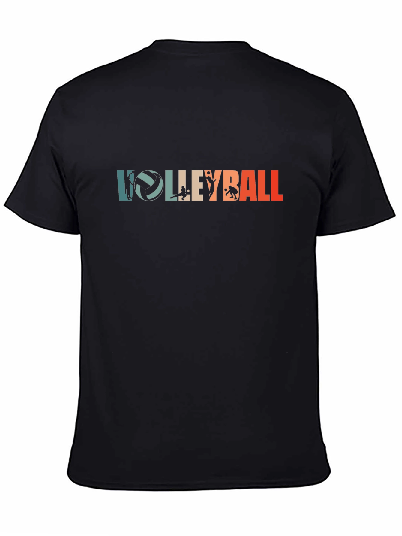 Black Volleyball Graphic Tee - Retro Style Black T-Shirt view 4