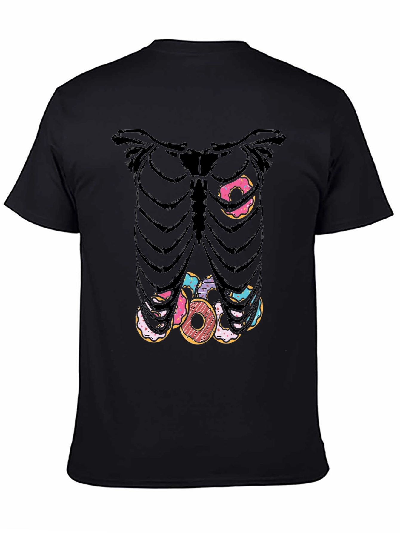 Black Donut Skeleton T-Shirt - Funny Halloween Tee view 4