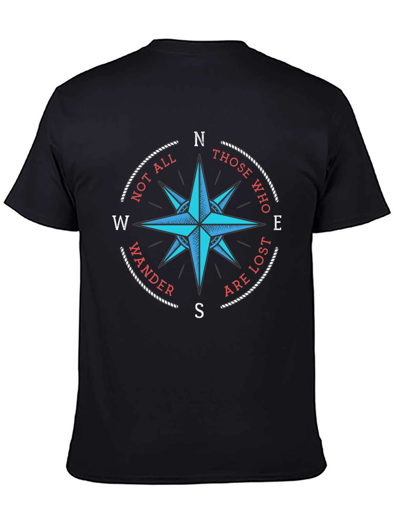 Black Wanderlust Compass Graphic Tee - Black Cotton T-Shirt view 4