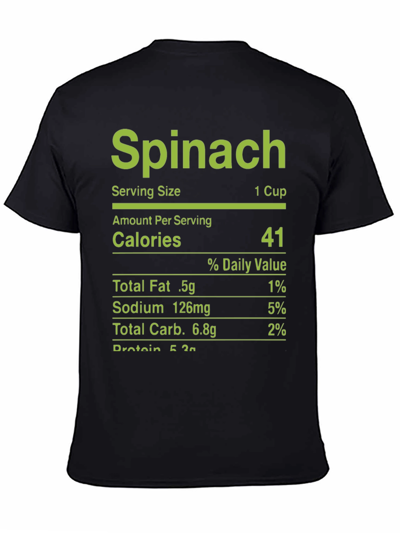 Black Spinach Nutrition Facts T-Shirt - Novelty Tee view 4