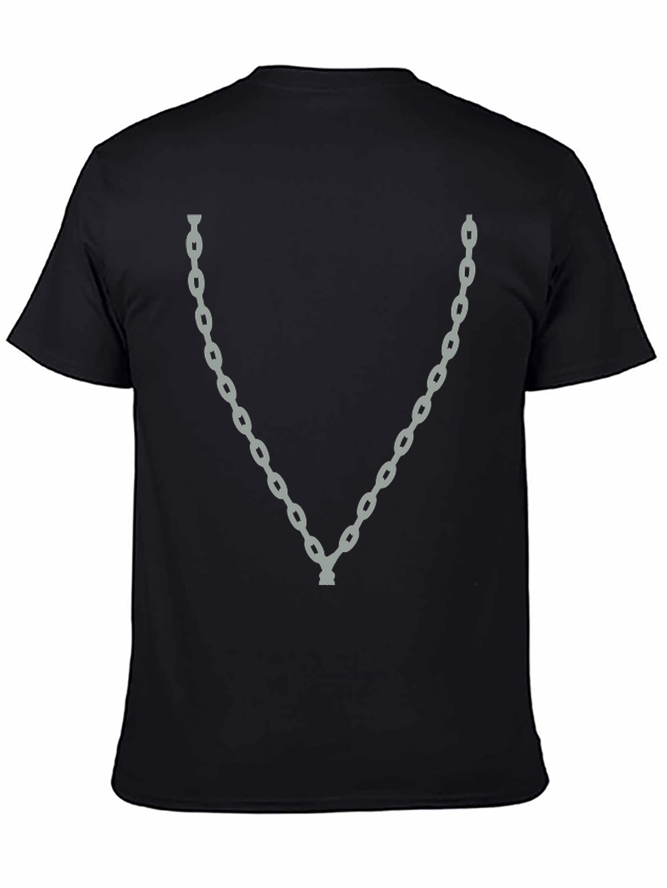 Black Men's Chain Graphic Tee - Stylish Crew Neck T-Shirt view 4