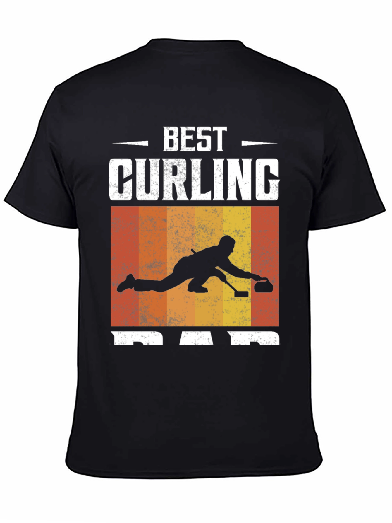 Black Best Curling Dad T-Shirt Black Graphic Tee view 4