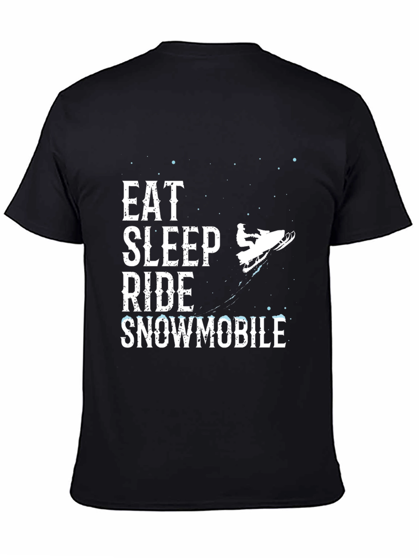 Black Eat Sleep Ride Snowmobile Black Graphic Tee view 4