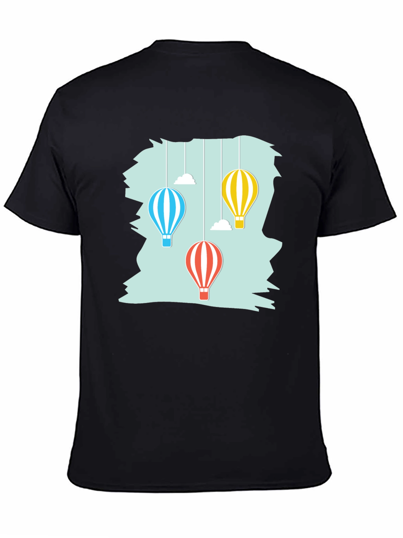 Black Hot Air Balloon Graphic Tee - Soft Cotton Casual Shirt view 4
