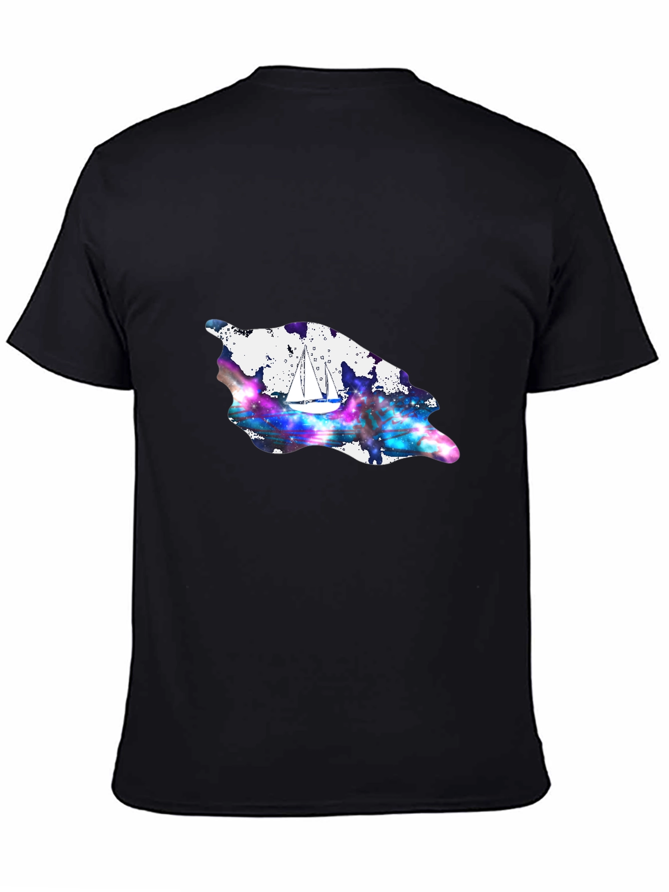 Black Sailboat Galaxy T-Shirt view 4