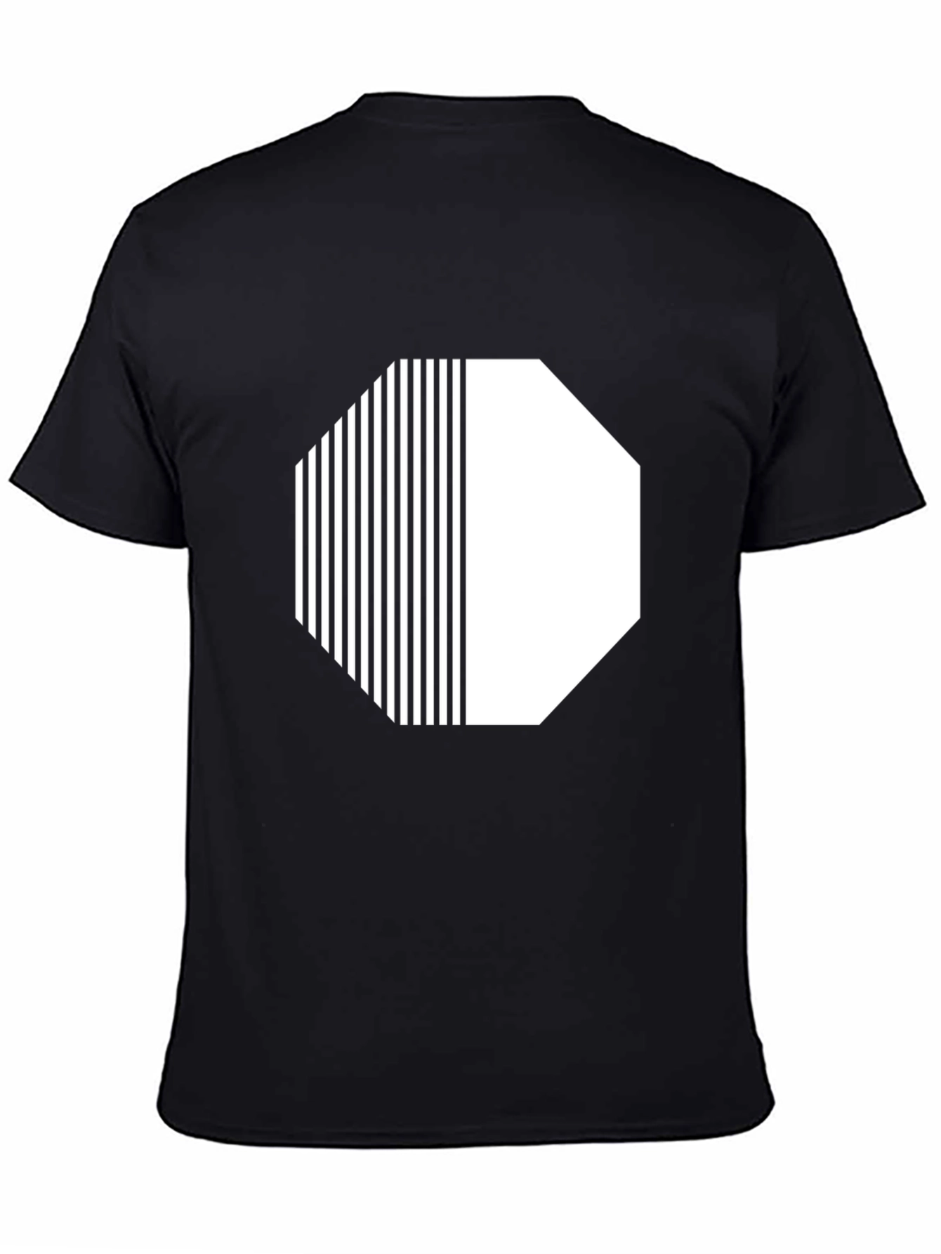 Black Abstract Graphic Tee - Octagon Design - Black view 4