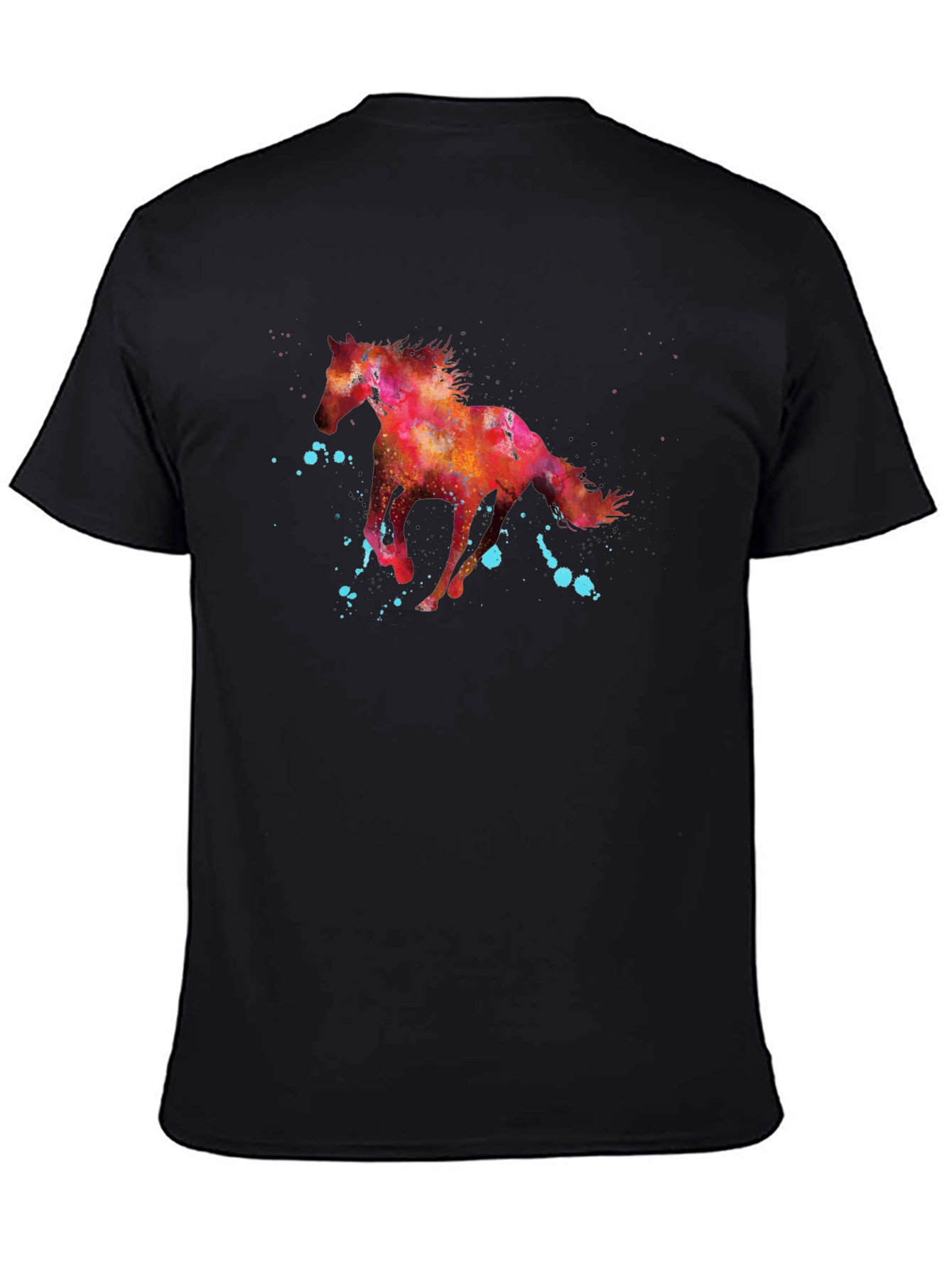 Black Watercolor Horse Graphic T-Shirt view 4