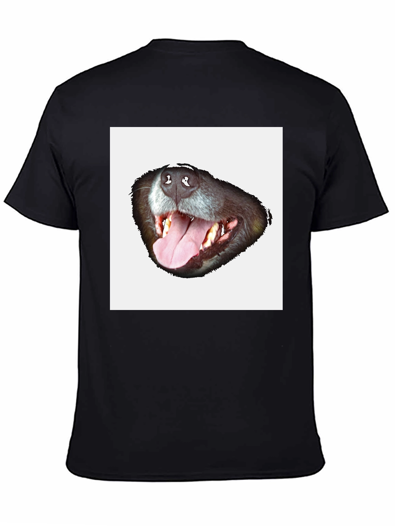 Black Funny Dog Face Graphic Black T-Shirt view 4