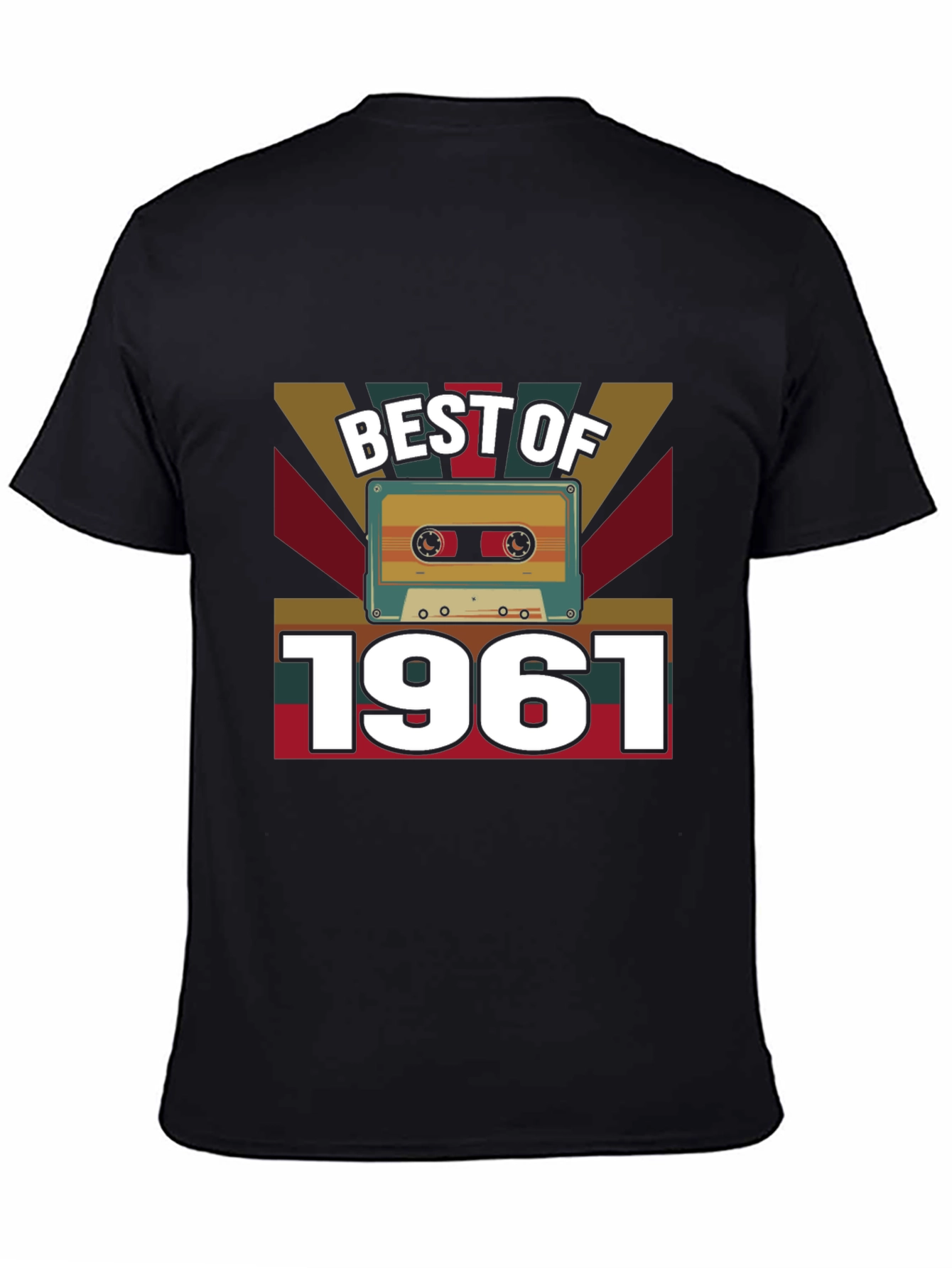 Black Best of 1961 Cassette Tape Graphic T-Shirt view 4
