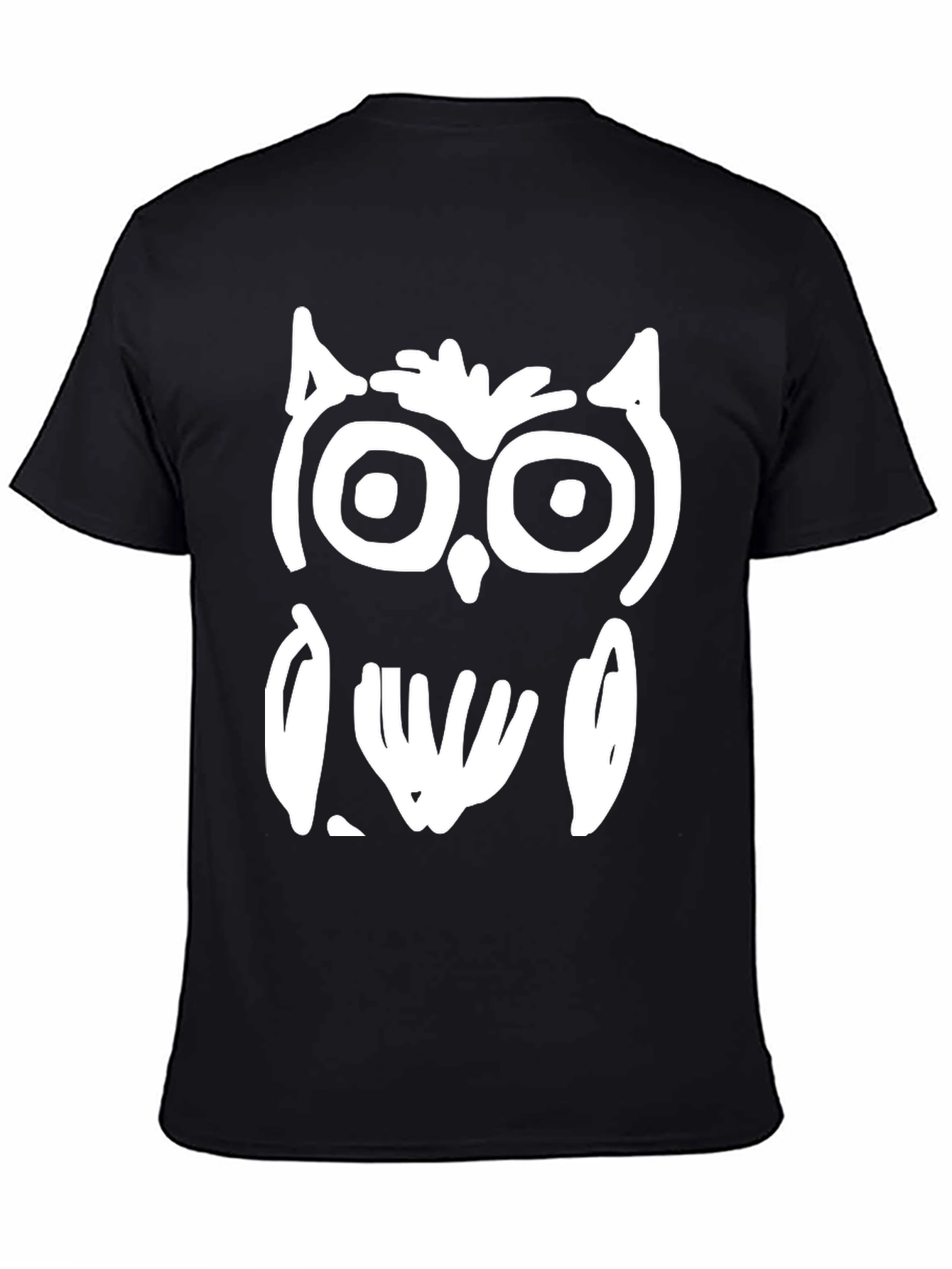 Black Abstract Owl Graphic Black T-Shirt view 4