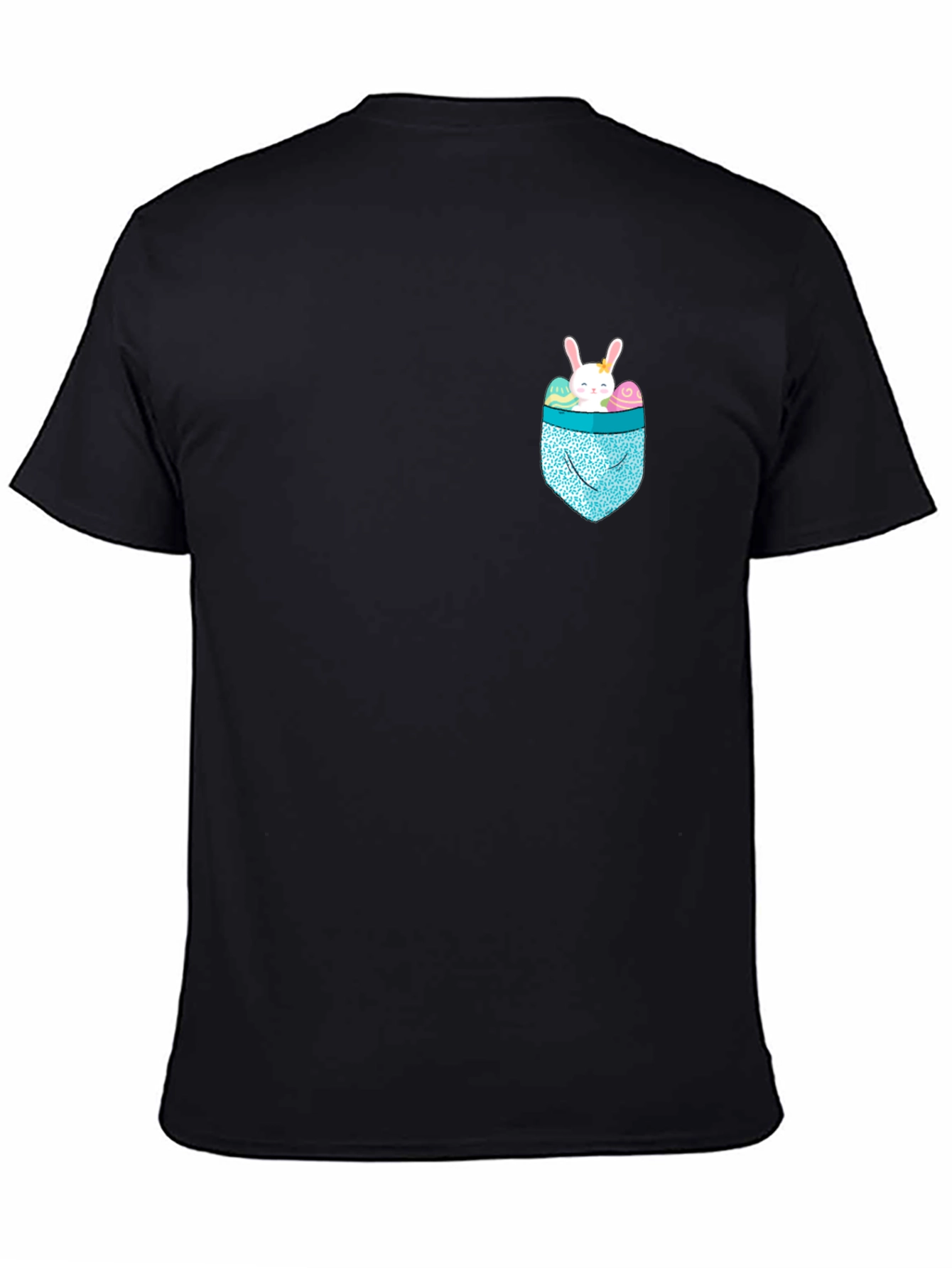 Black Bunny Pocket Easter T-Shirt - Cute Holiday Apparel view 4