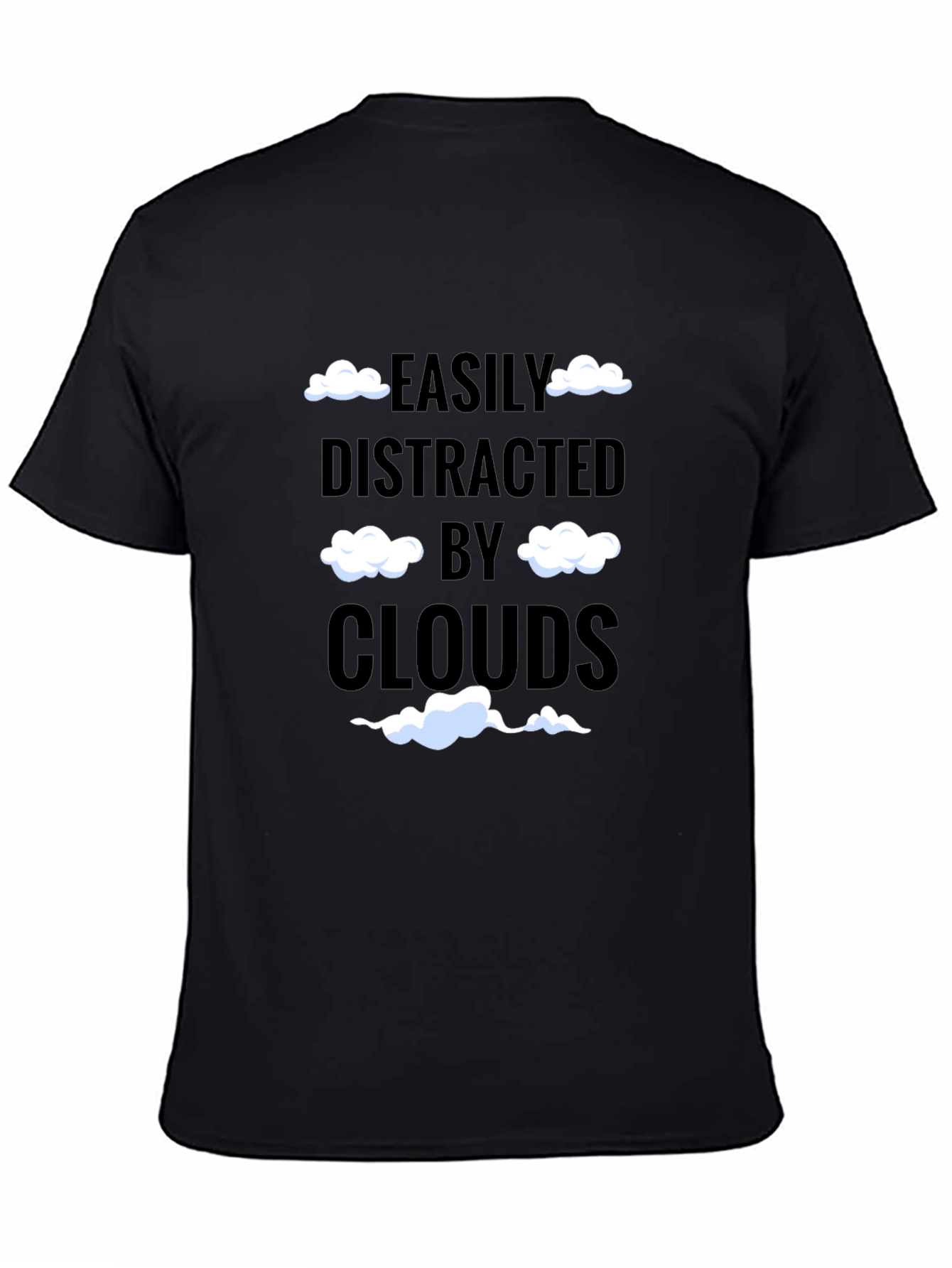 Black Easily Distracted by Clouds T-Shirt Funny Cloud Lover Tee view 4