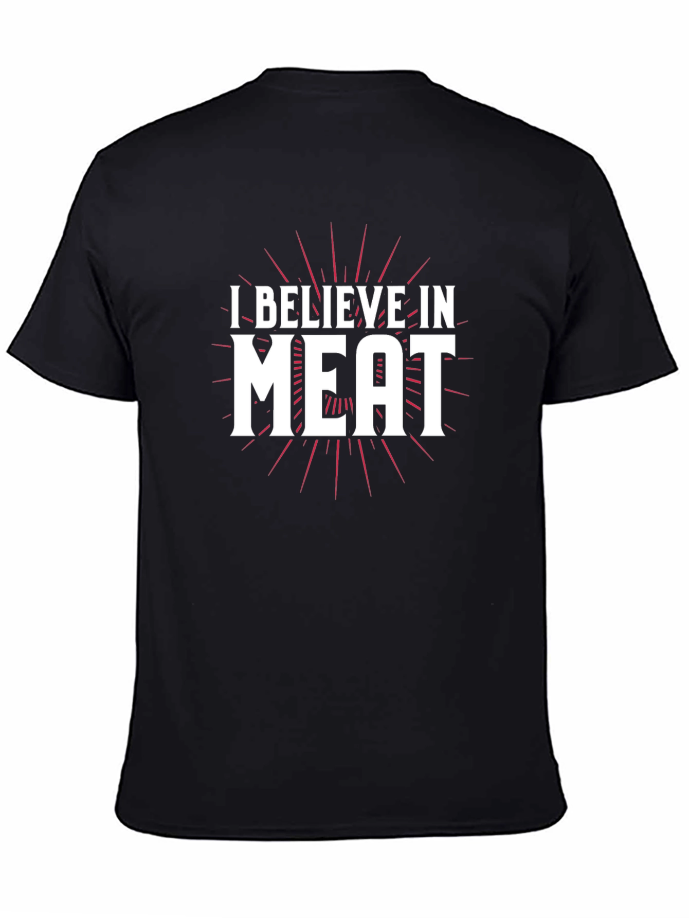 Black I Believe In Meat Graphic Black T-Shirt view 4