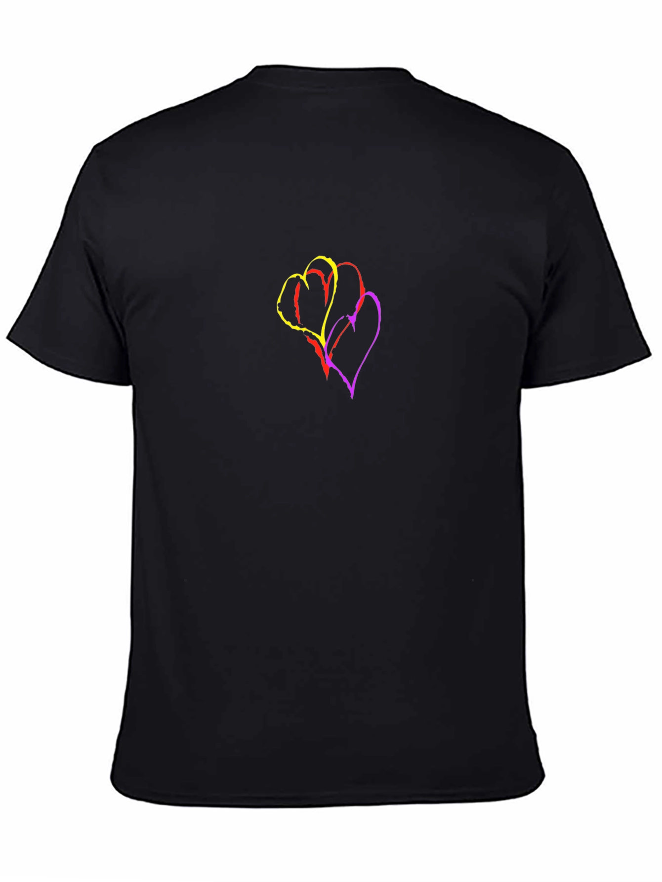 Black Trendy Black Tee with Colorful Hearts Graphic Print view 4
