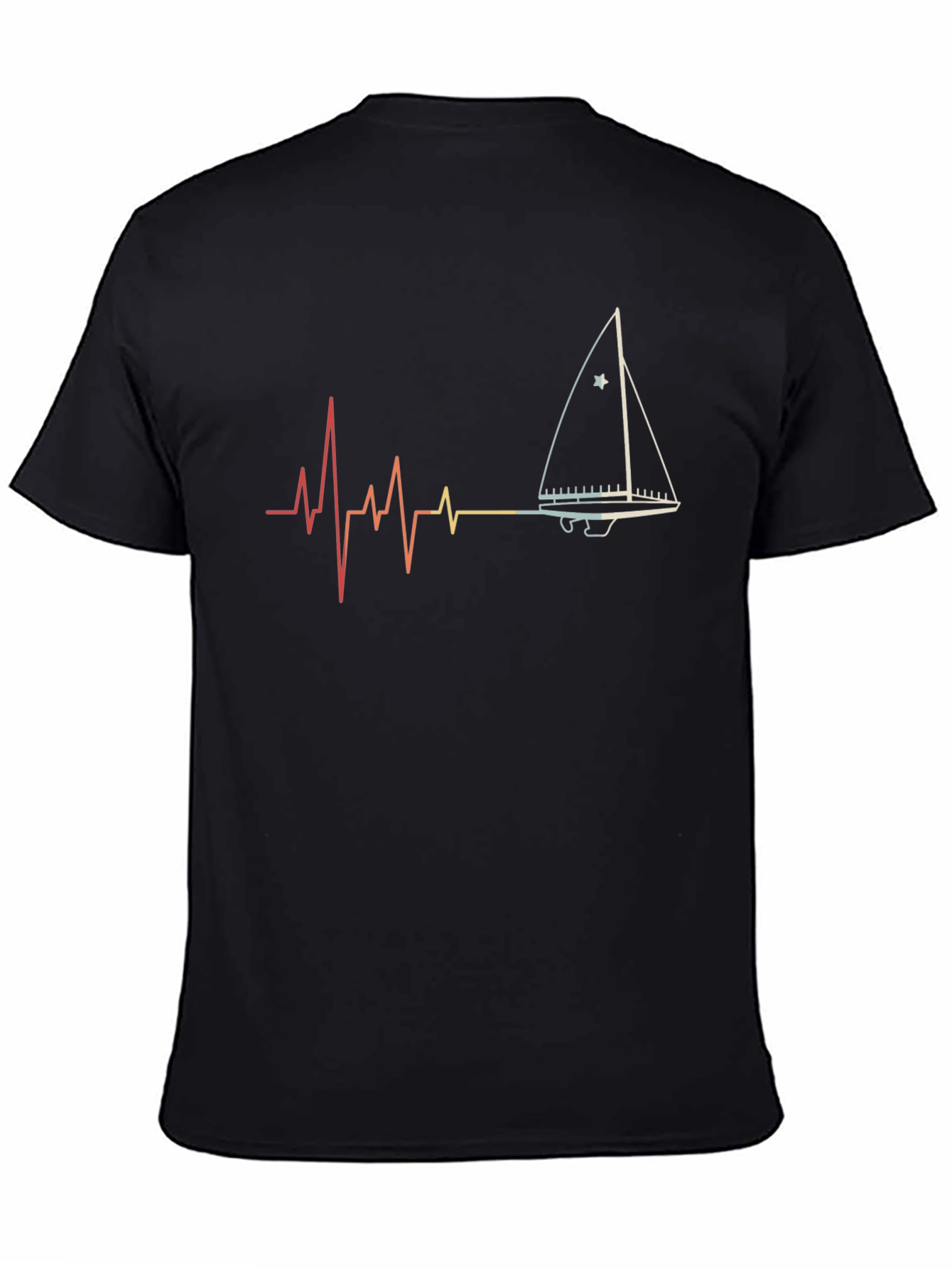 Sailboat Heartbeat Graphic Tee - Black - 4