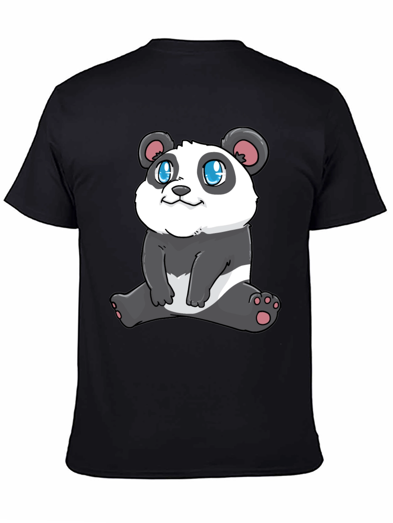 Black Cute Panda Graphic Tee - Stylish Black T-Shirt view 4