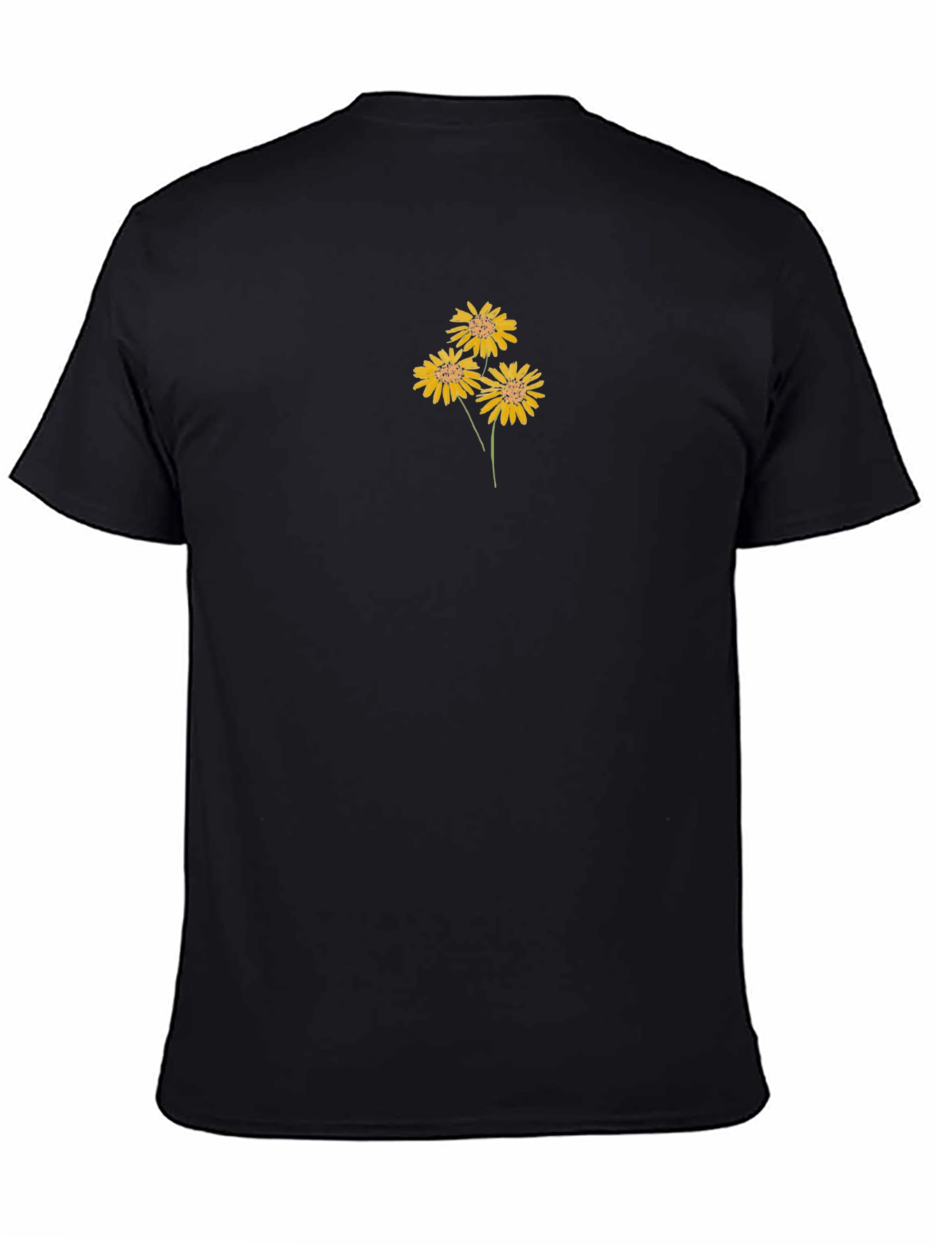 Black Black T-Shirt with Floral Design view 4