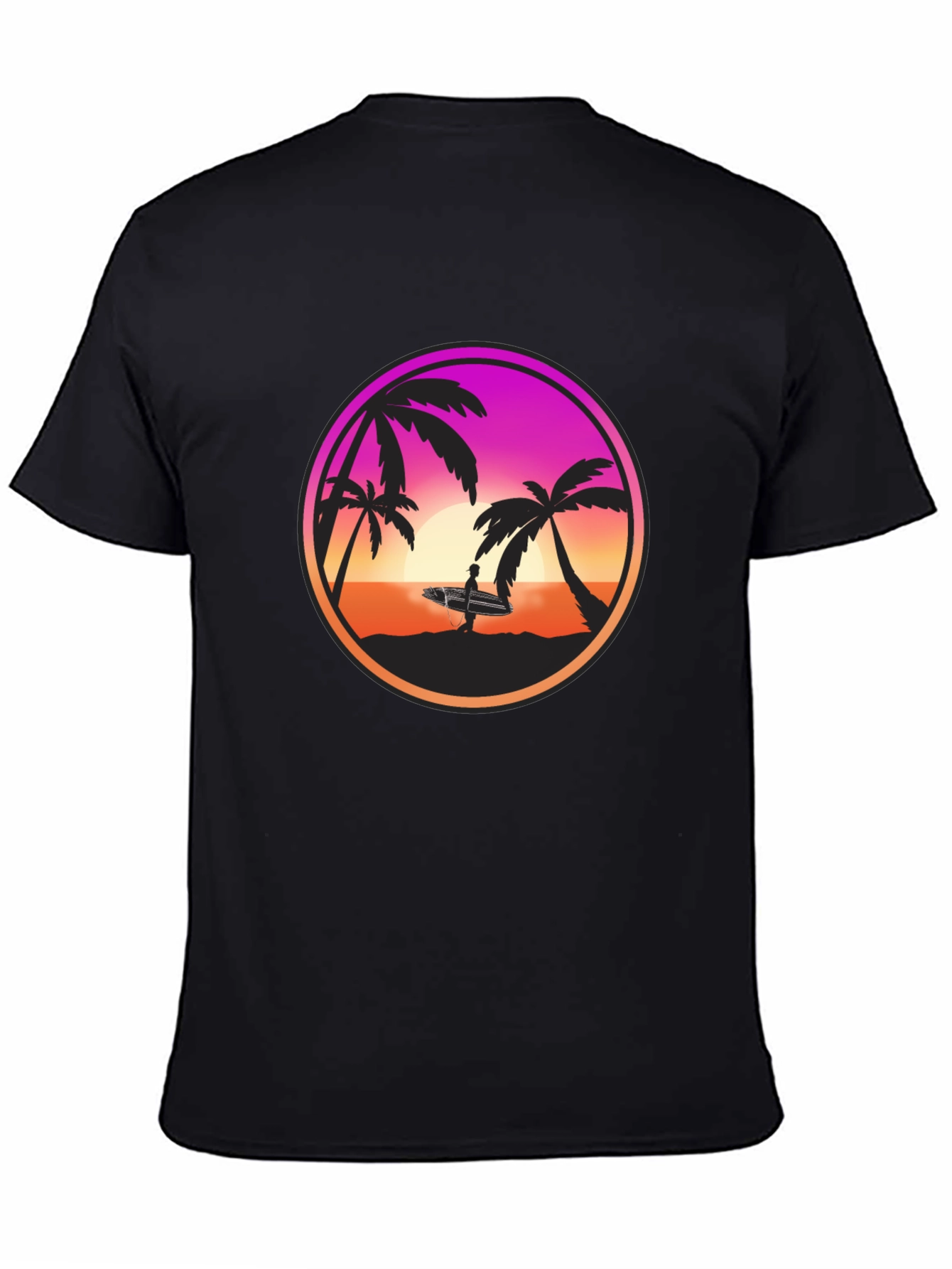 Black Sunset Surfer Graphic Tee - Black Cotton Blend view 4
