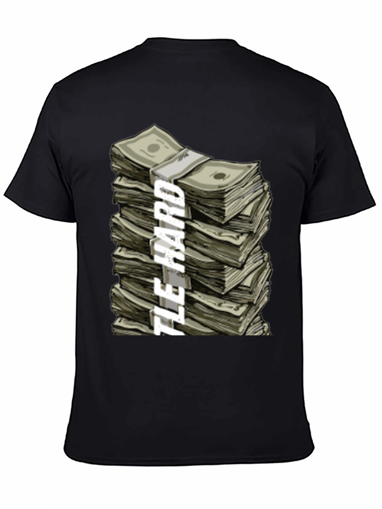Black Hustle Hard Stacked Money Graphic Tee view 4