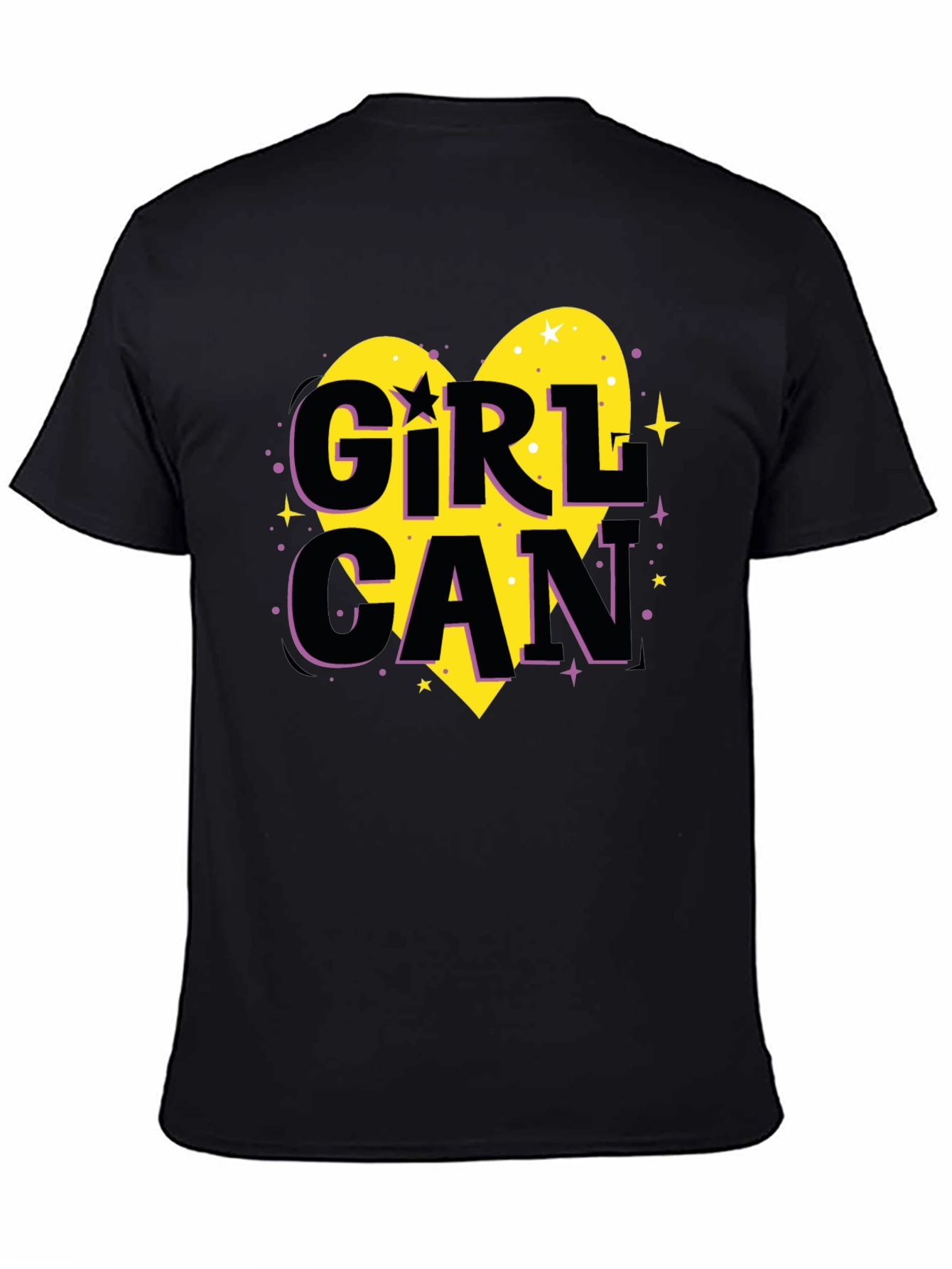 Black Girl Can Heart Graphic T-Shirt - Black view 4