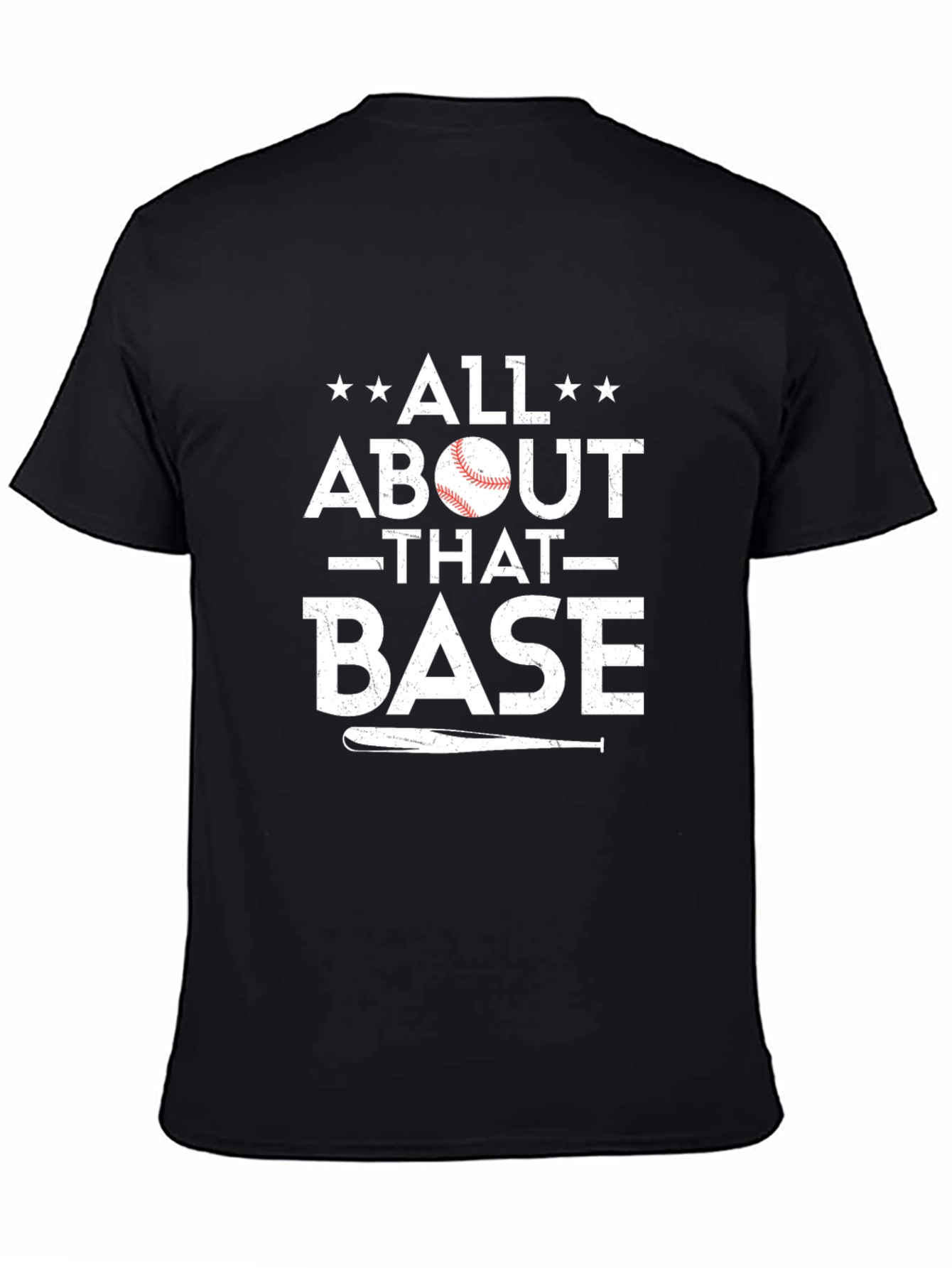 Black All About That Base Baseball T-Shirt view 4