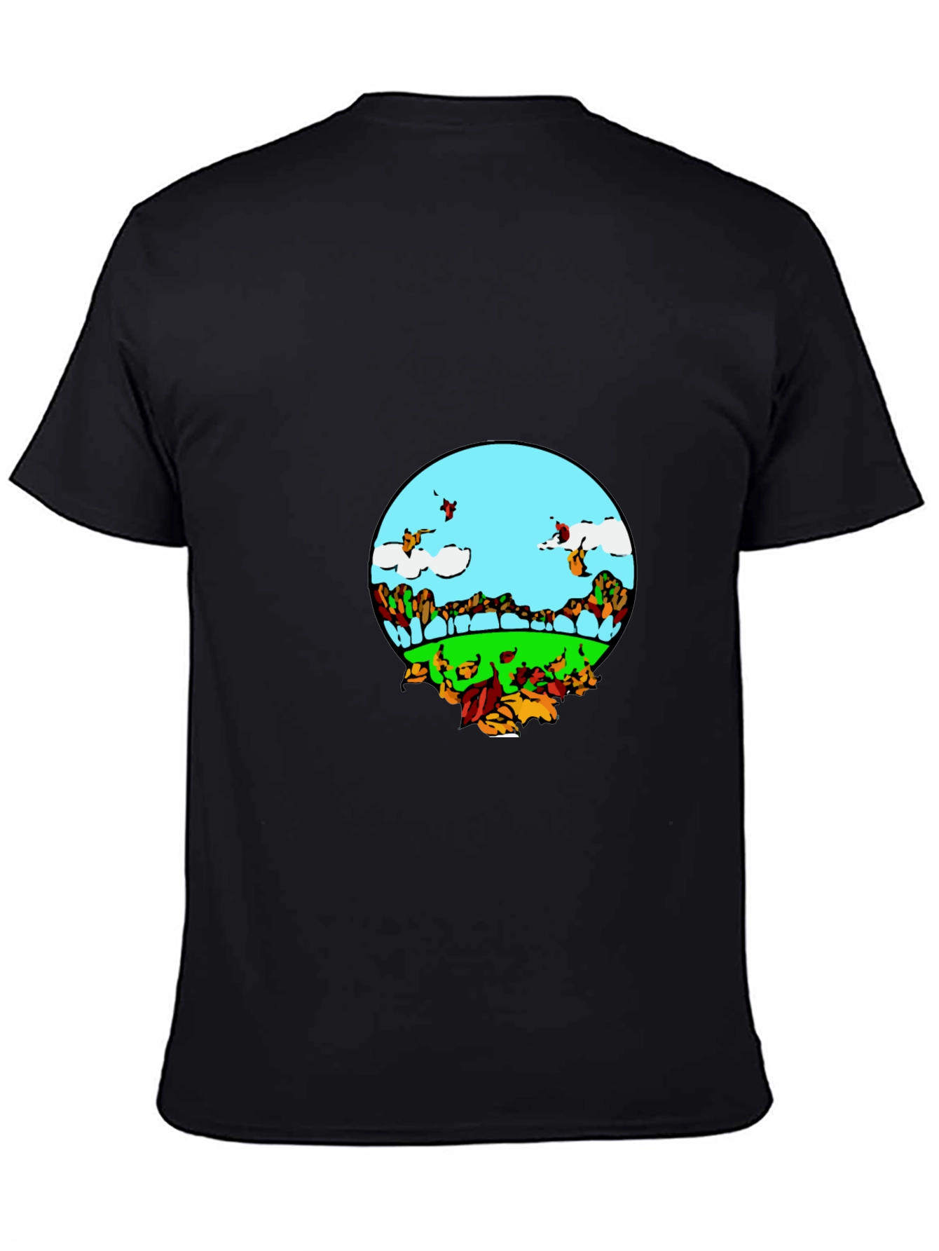 Black Nature Scene Graphic Tee - Black Casual T-Shirt view 4