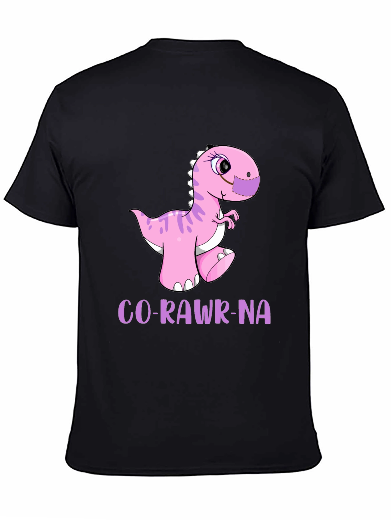 Black Funny Dinosaur Co-Rawr-Na T-Shirt view 4