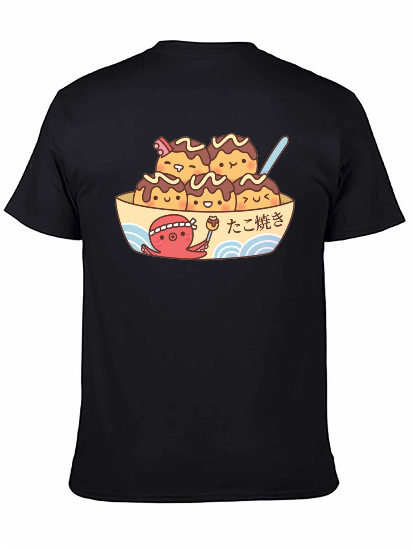 Black Cute Takoyaki T-Shirt - Japanese Foodie Apparel view 4