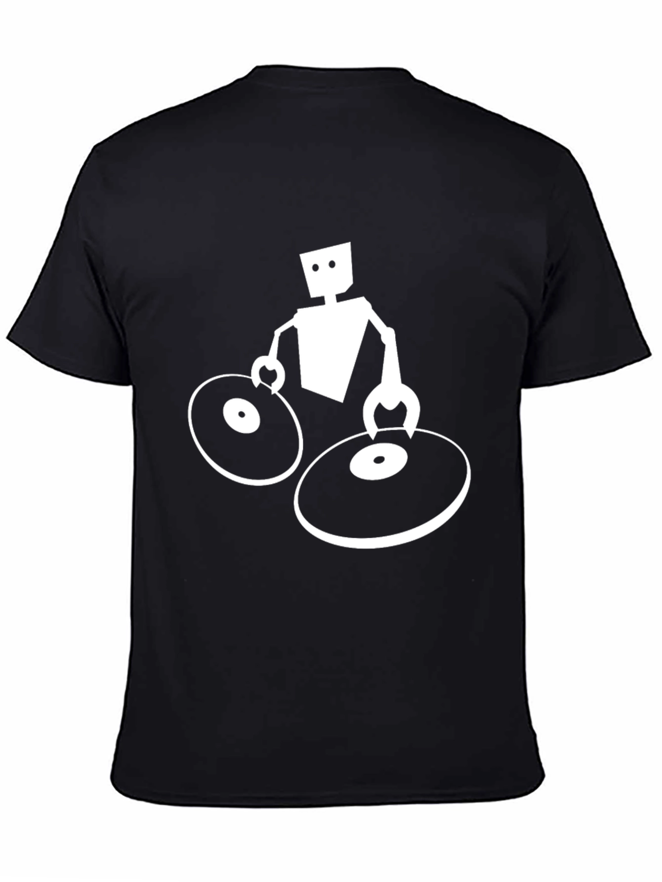 Black DJ Robot Graphic Tee - Black Cotton T-Shirt view 4