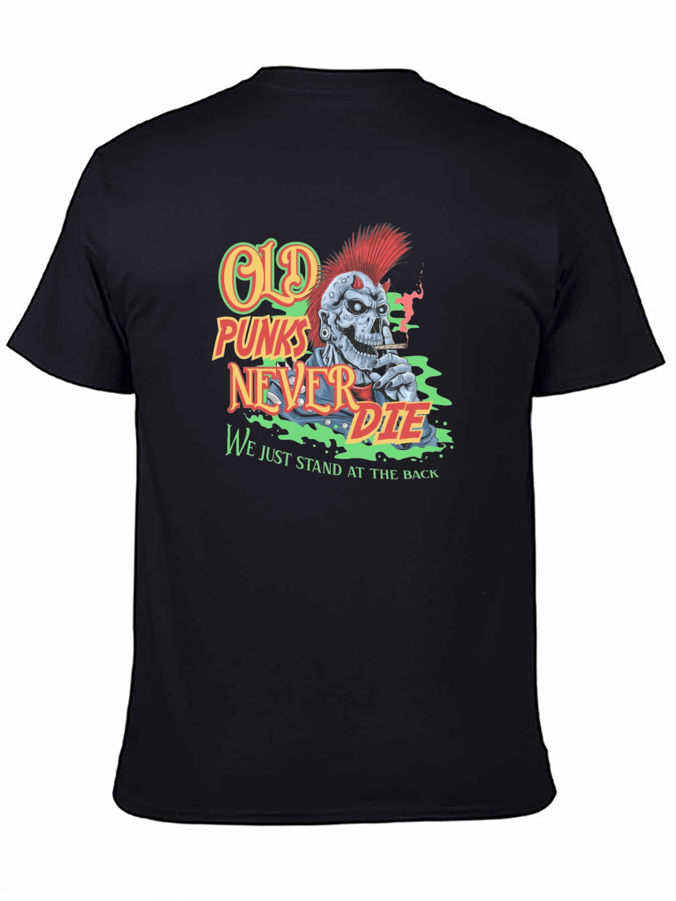Black Old Punks Never Die Graphic T-Shirt view 4