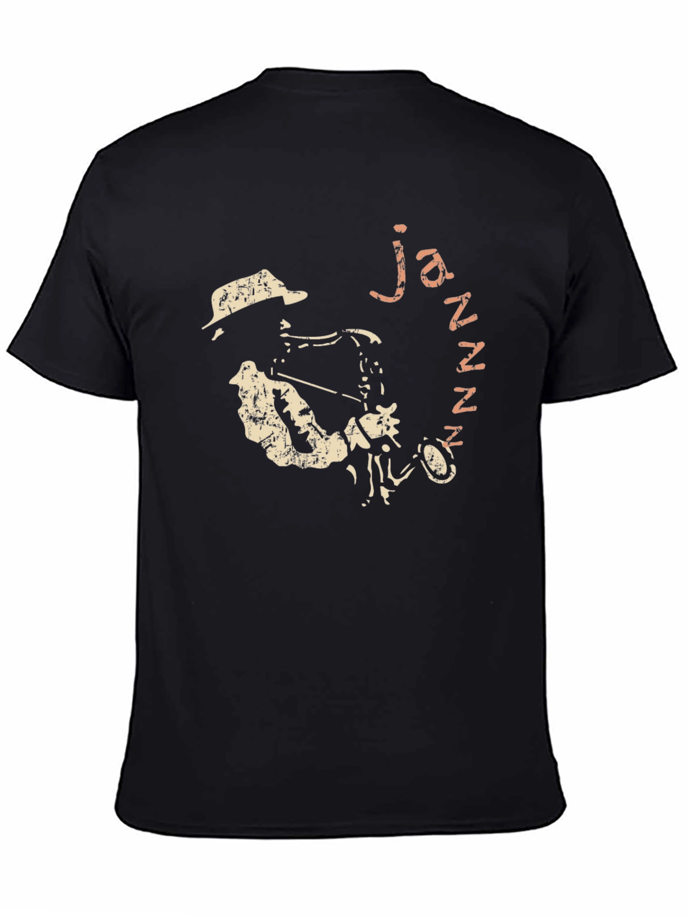 Black Jazzy Black T-Shirt - Saxophone Player Graphic view 4