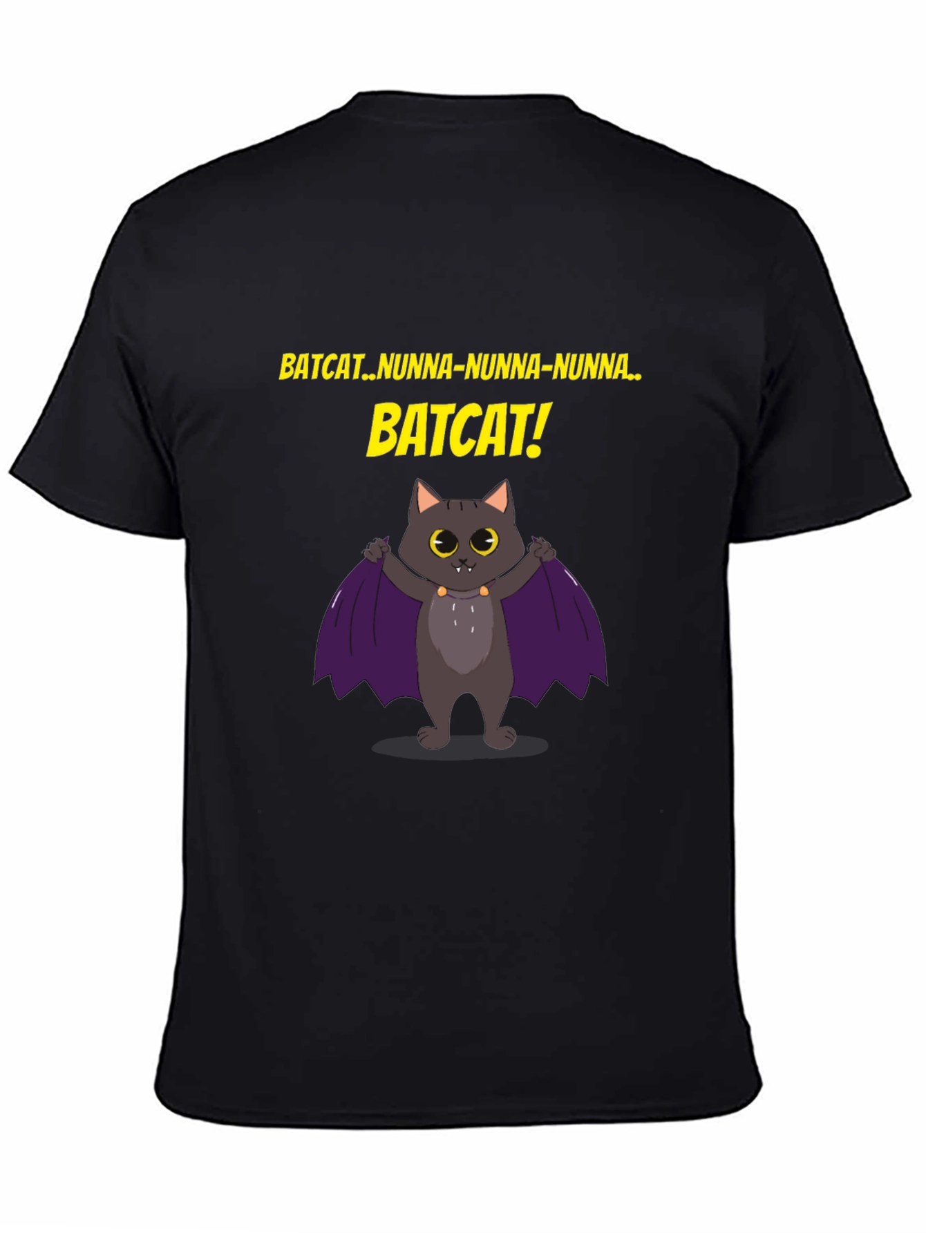 Black Batcat T-Shirt -  Fun Graphic Tee  view 4