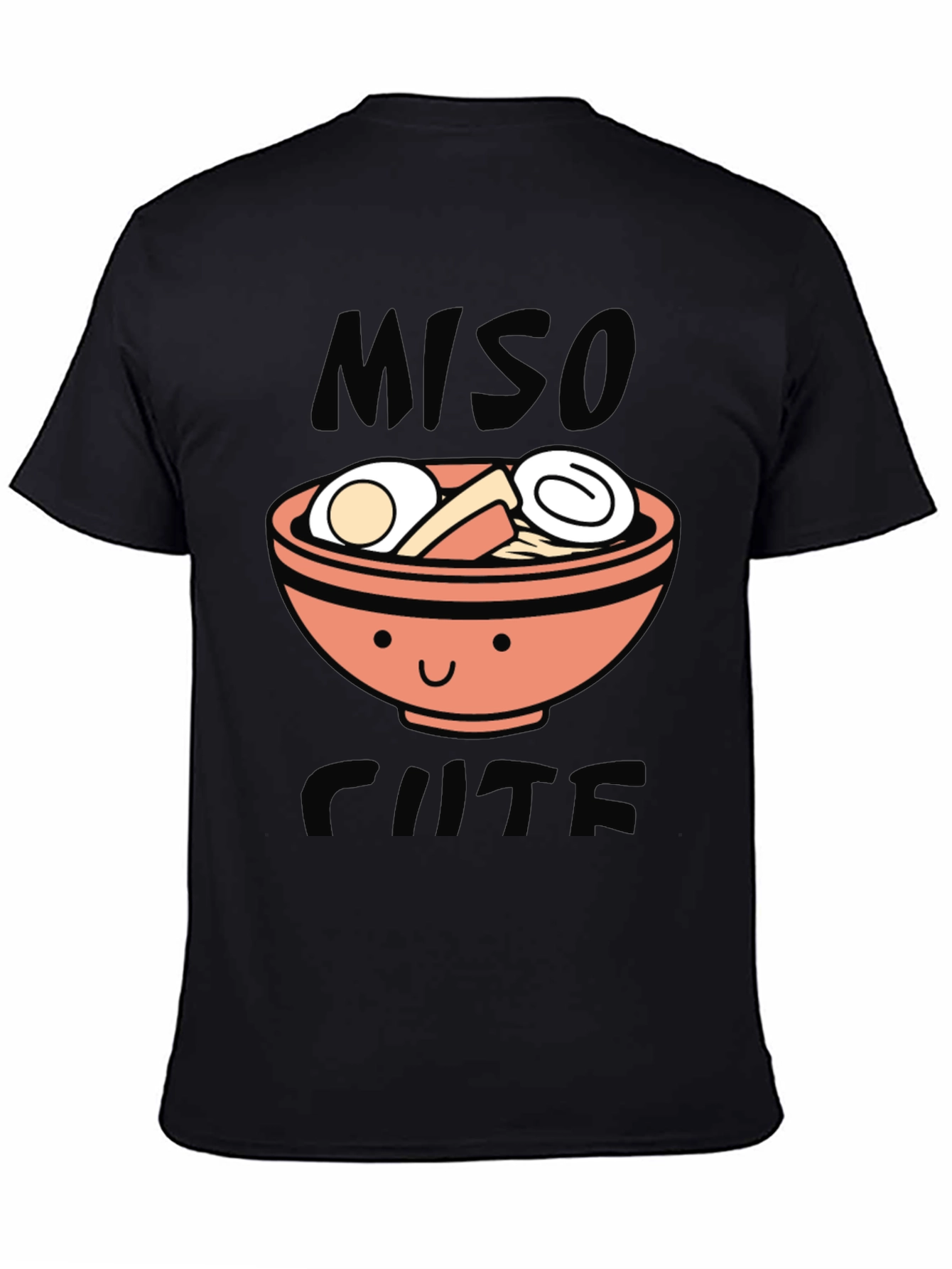 Black Miso Cute Ramen Graphic T-Shirt - Black view 4