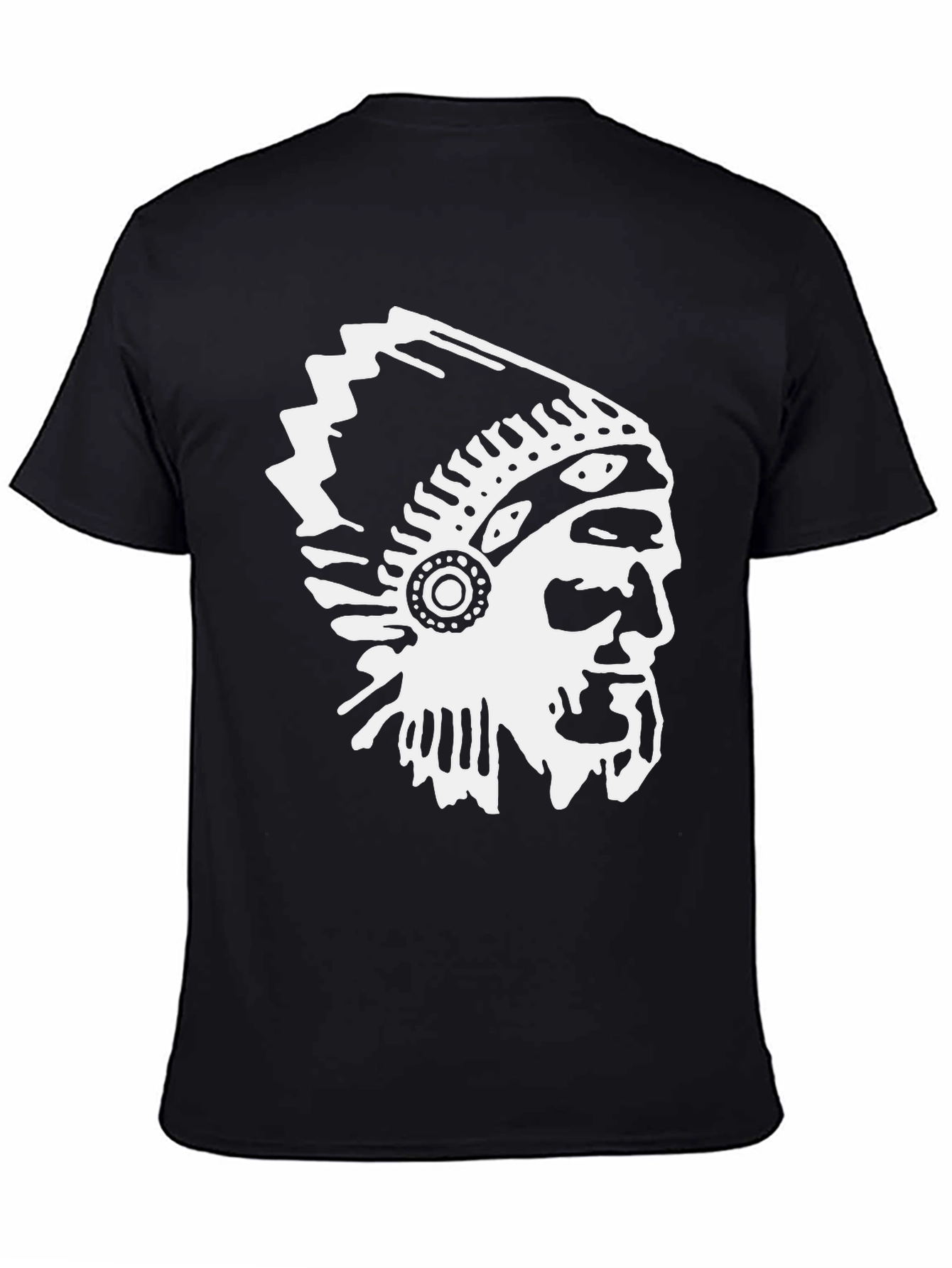 Black Native American Chief Graphic Tee - Black Cotton Blend view 4