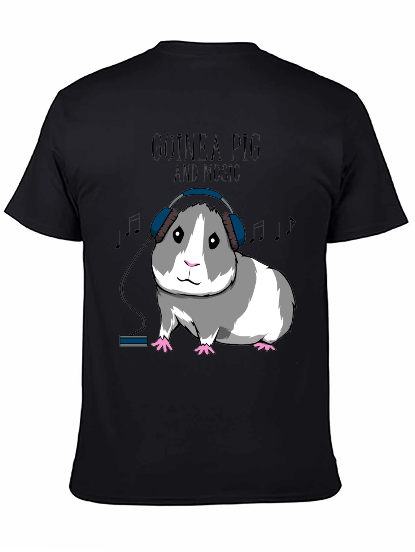 Black Guinea Pig Music T-Shirt view 4