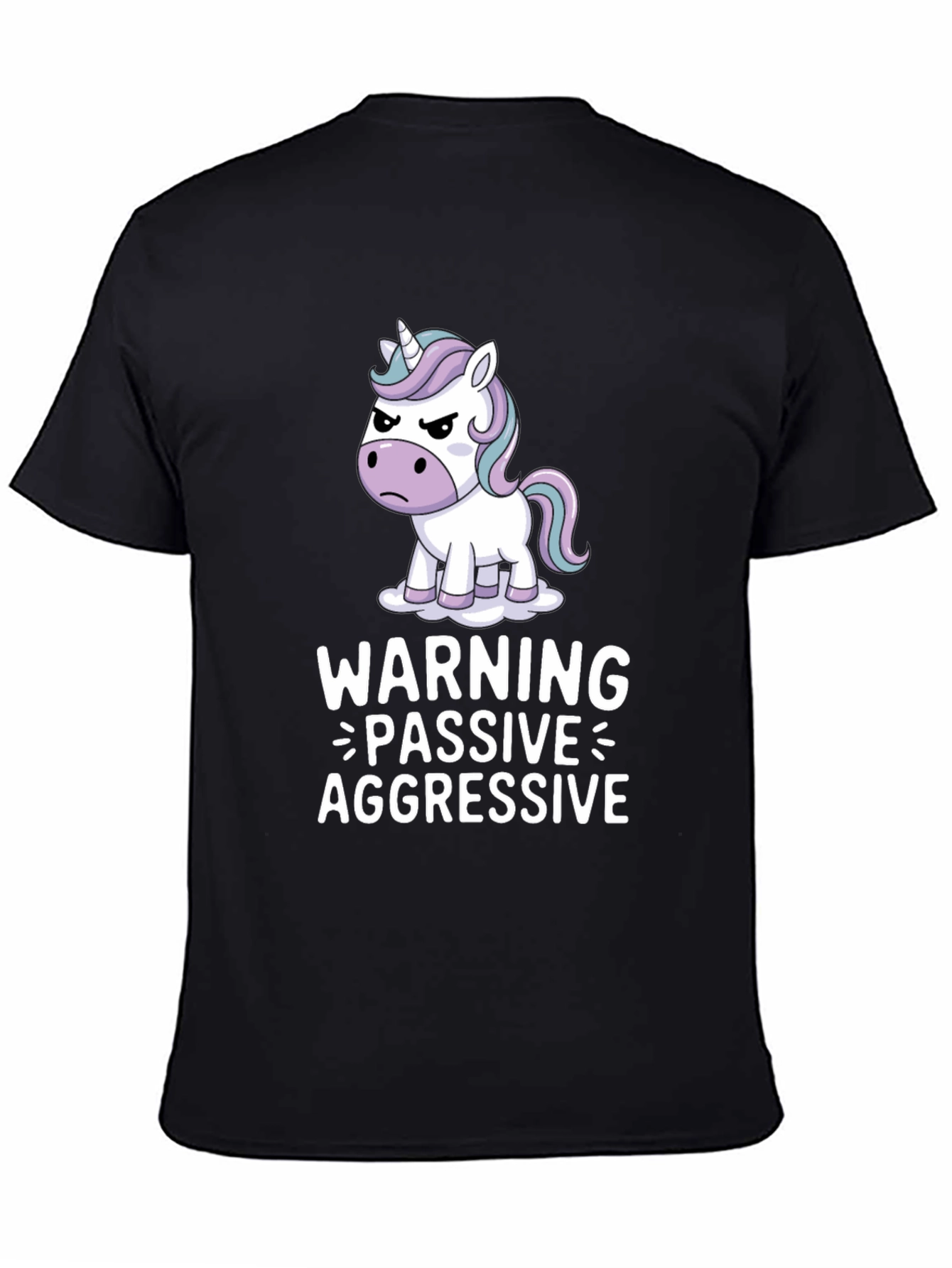 Black Passive Aggressive Unicorn T-Shirt - Funny Graphic Tee view 4