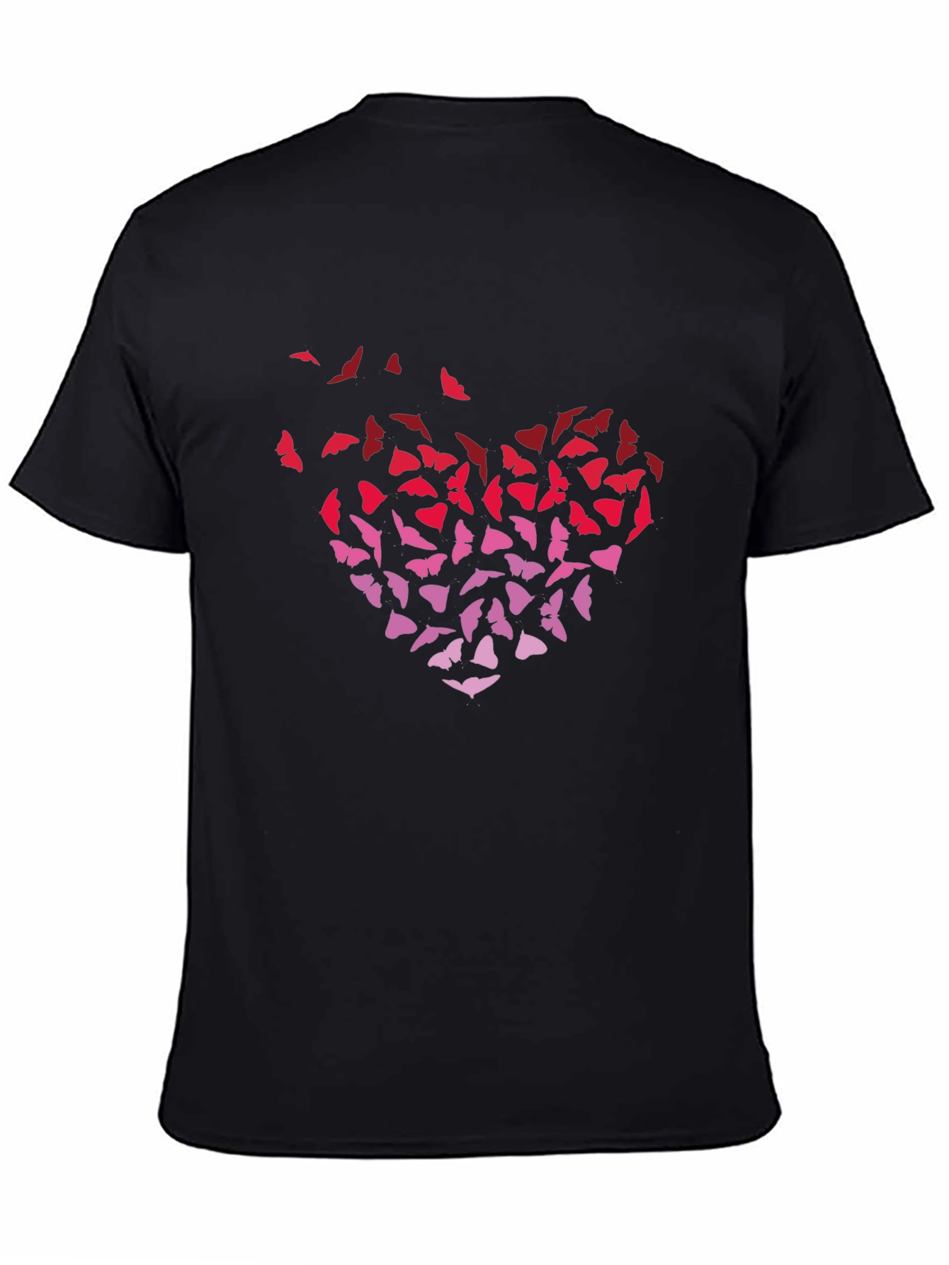 Black Butterfly Heart Graphic Tee - Stylish Men's Black T-Shirt view 4