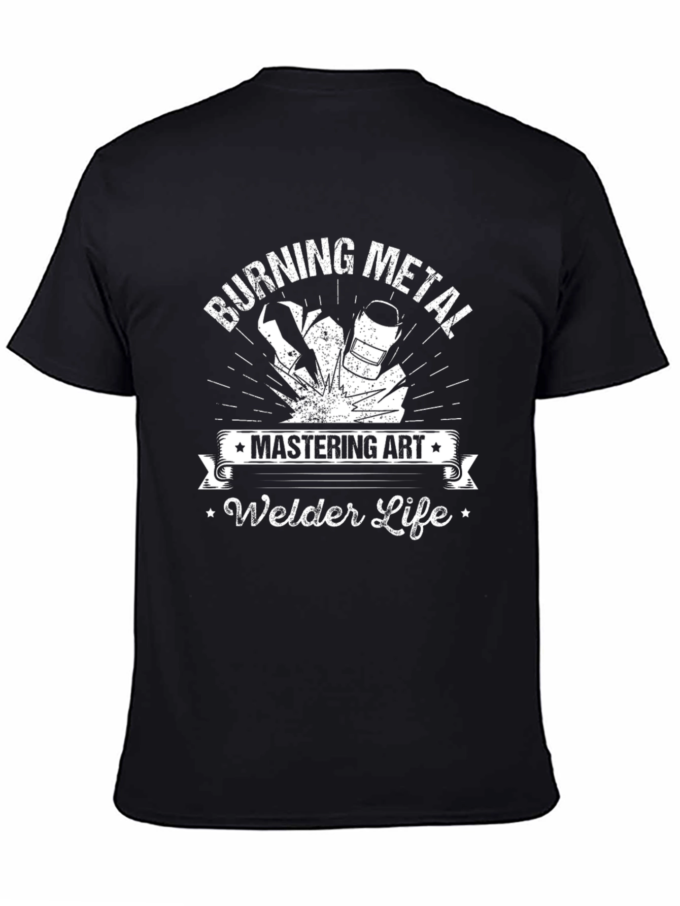 Black Burning Metal Welder Life T-Shirt view 4