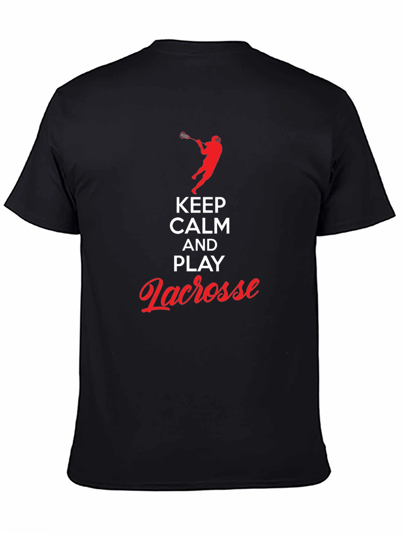 Black Keep Calm and Play Lacrosse Black T-Shirt view 4
