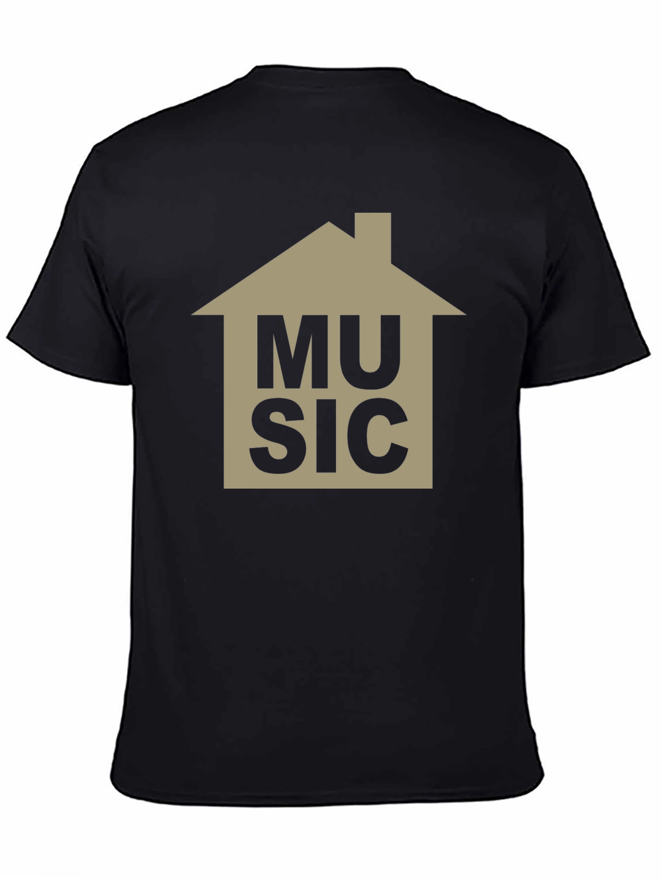 Black House Music Graphic Tee - Black Cotton T-Shirt view 4