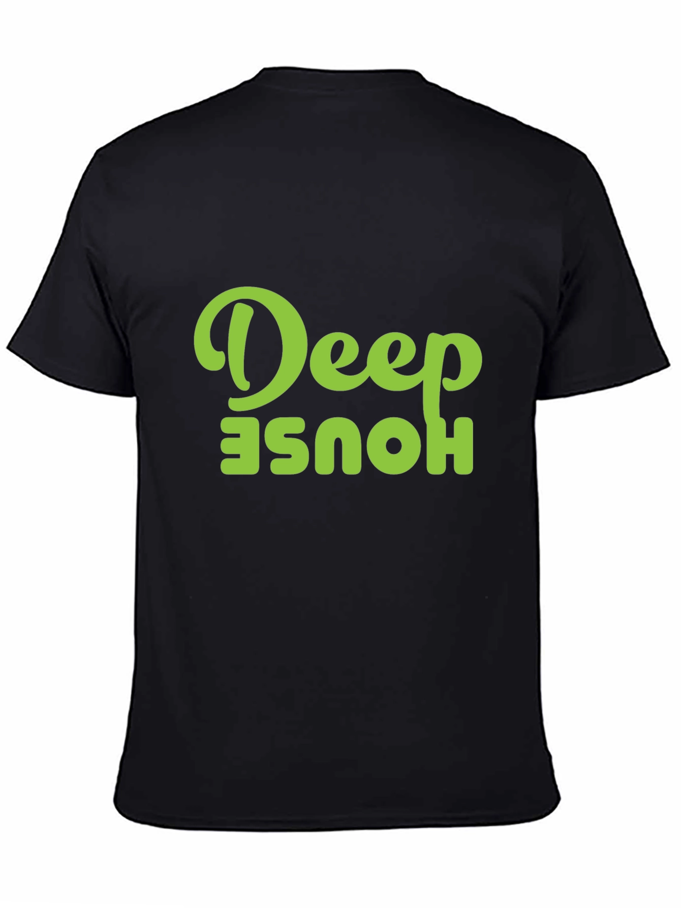 Black Deep House Graphic Tee - Black Cotton T-Shirt view 4