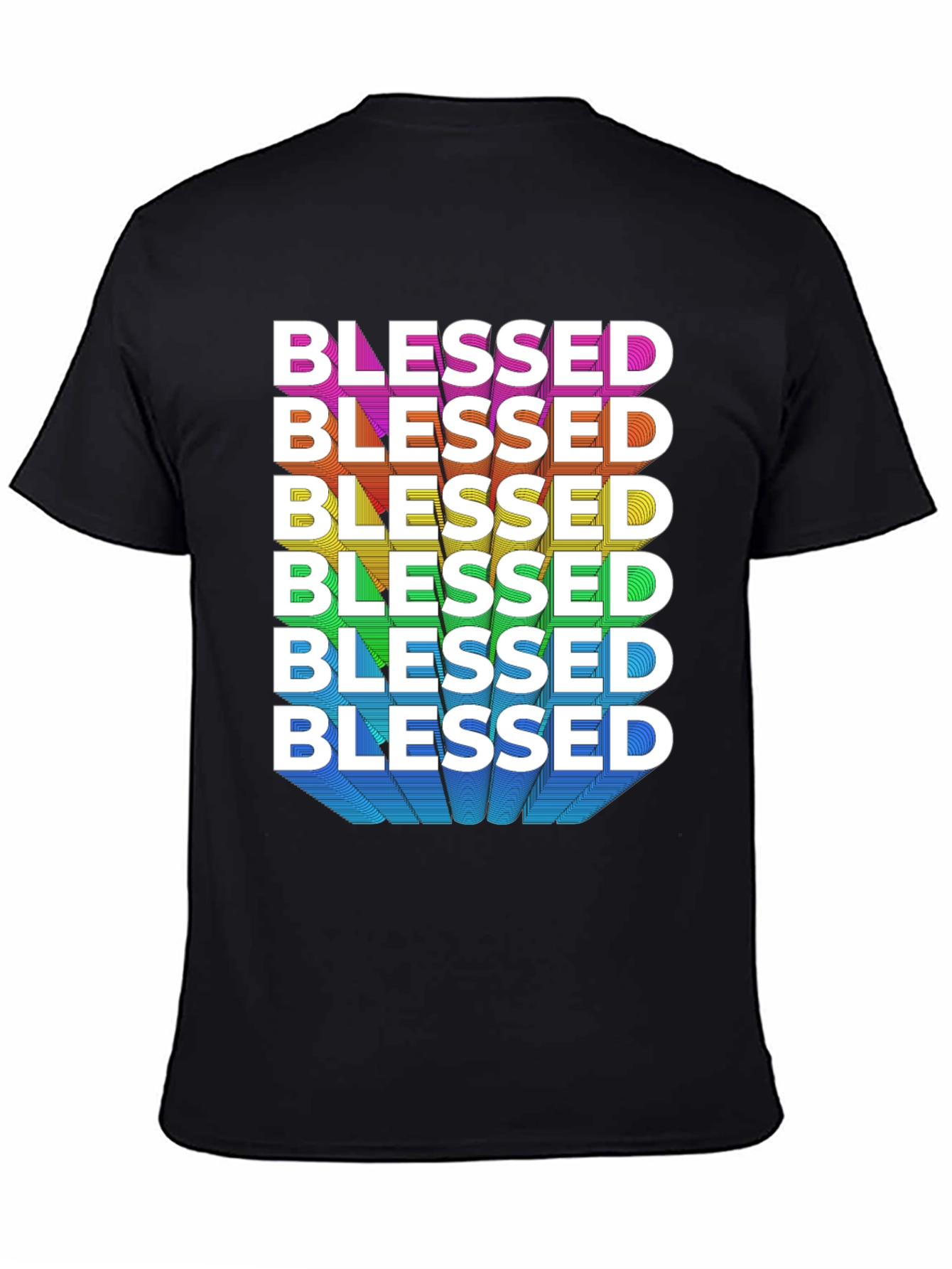 Black Blessed Rainbow Graphic Tee - Black view 4