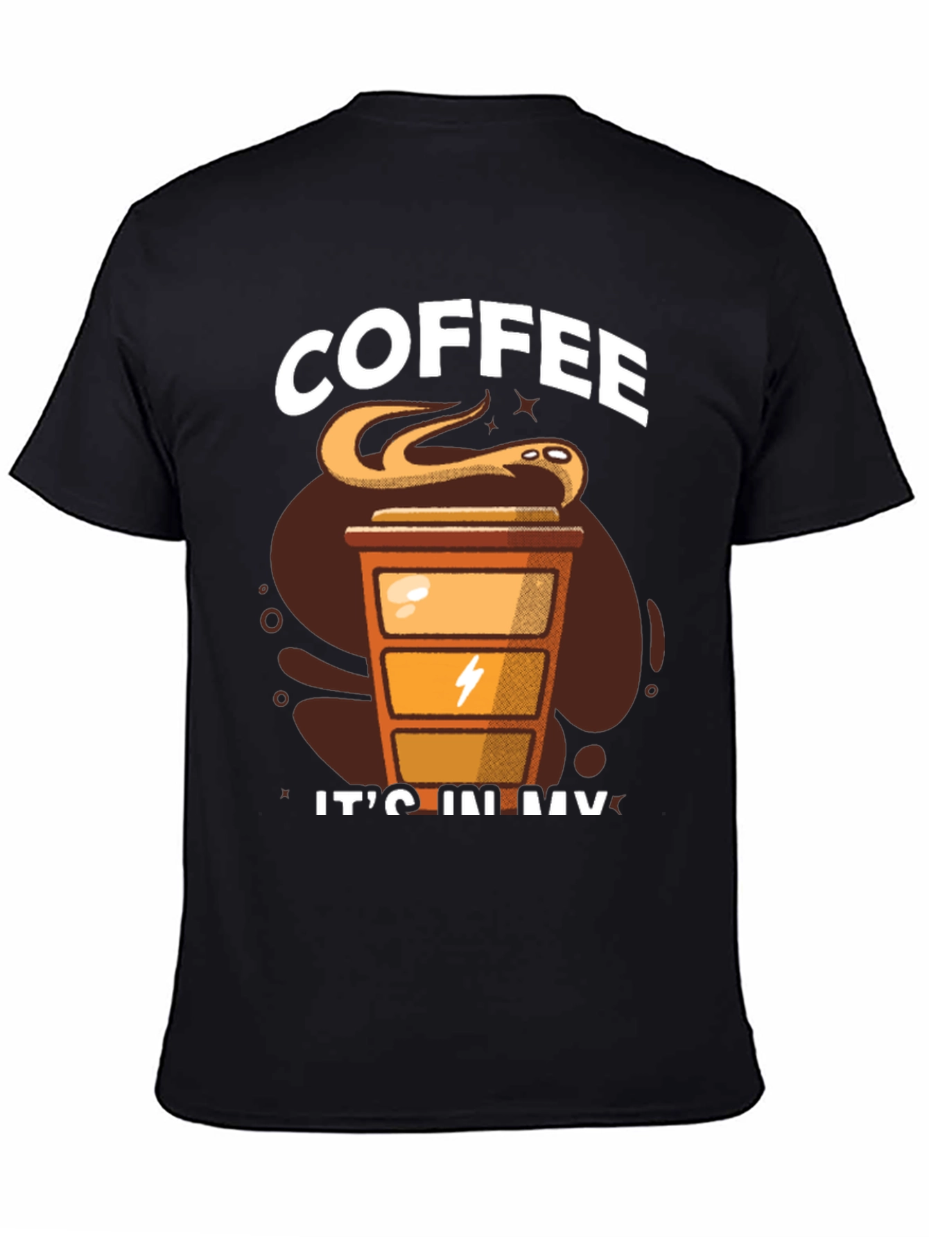 Black Coffee Snake T-Shirt - 'It's In My Veins' Design view 4