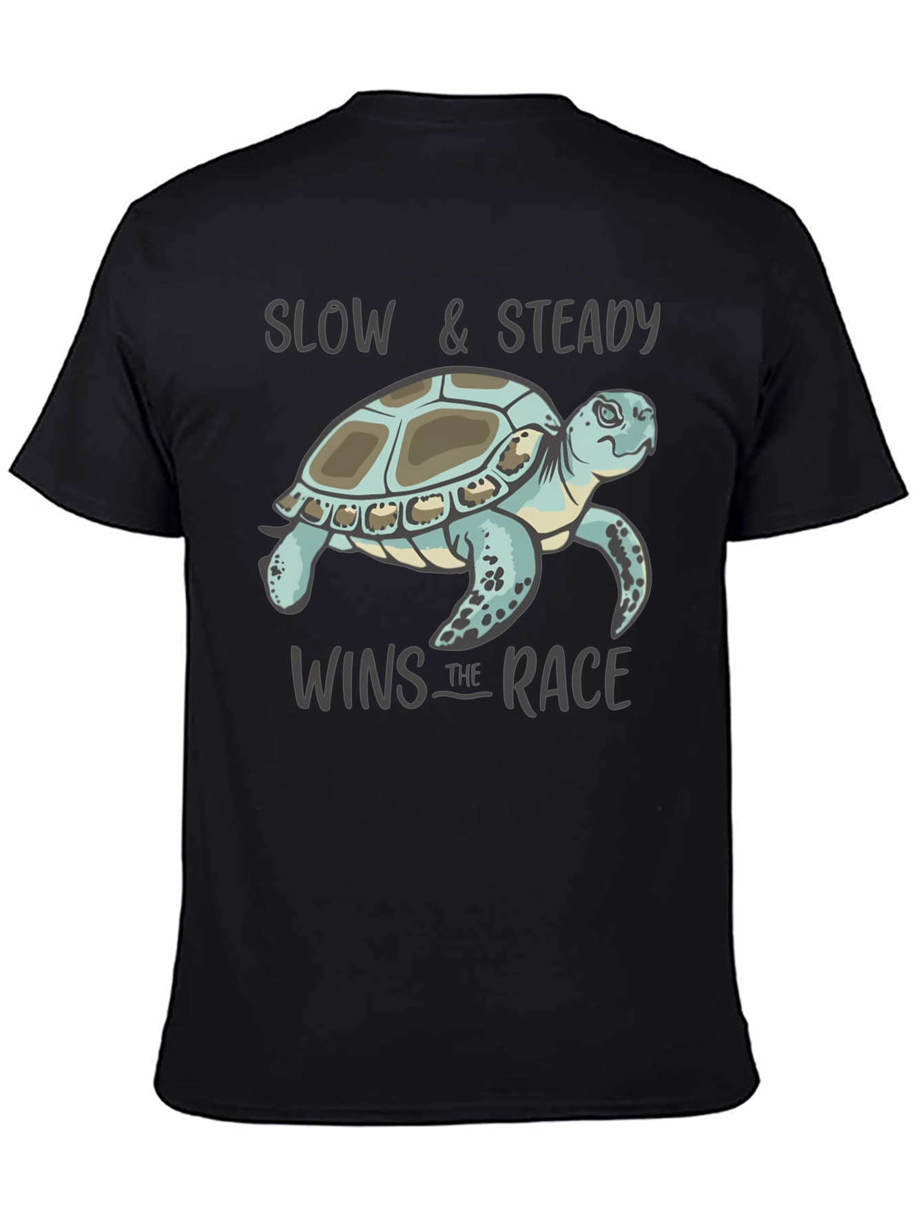 Black Slow & Steady Turtle Graphic T-Shirt view 4