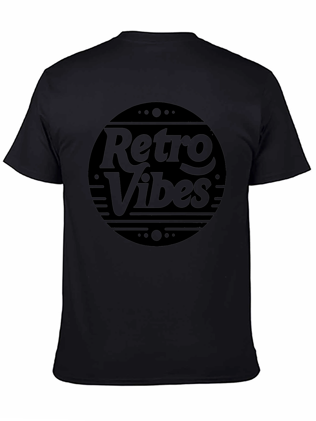 Black Retro Vibes Graphic Tee - Stylish Black Cotton T-Shirt view 4
