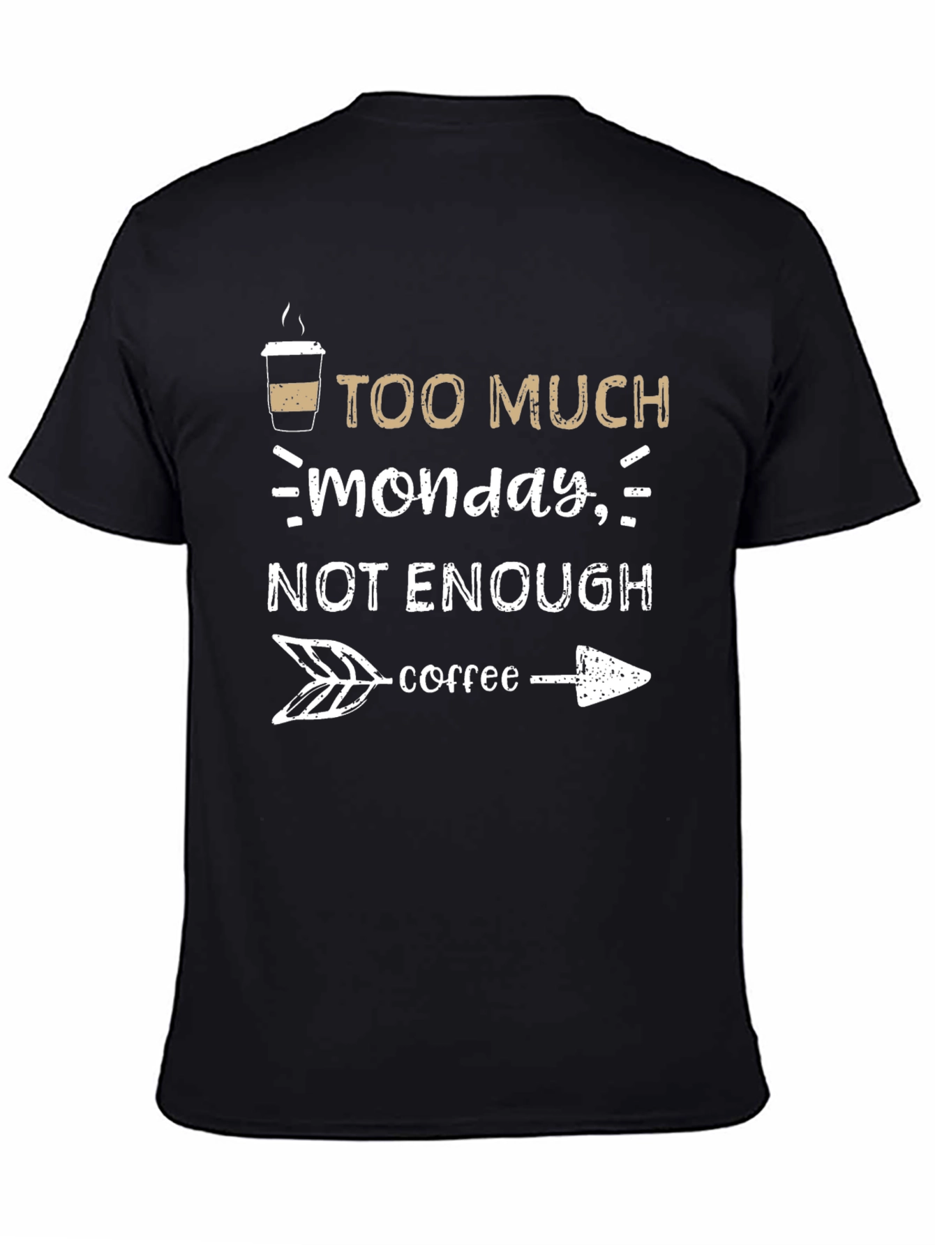 Black Too Much Monday, Not Enough Coffee Graphic Tee view 4
