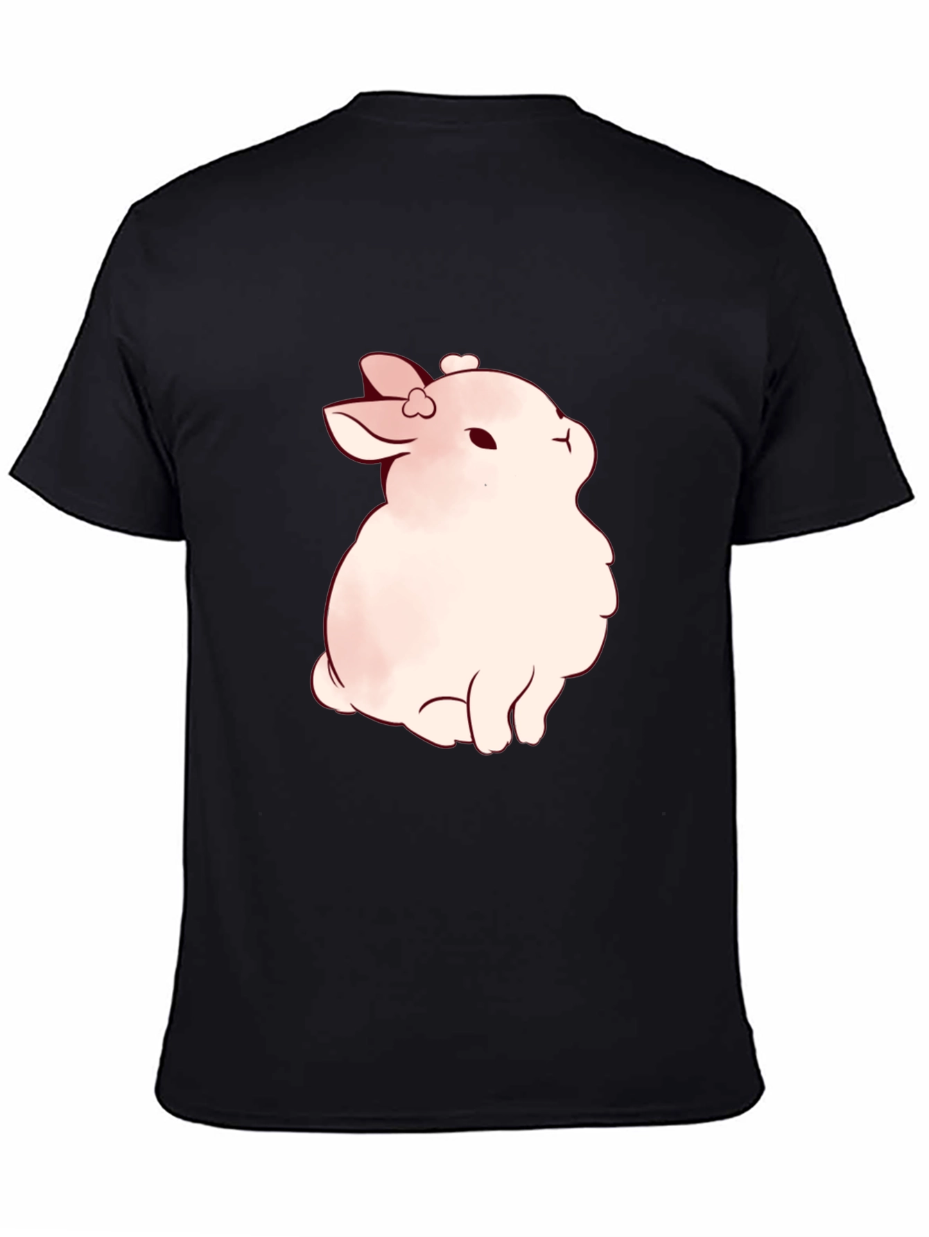 Black Cute Bunny Graphic Black T-Shirt view 4