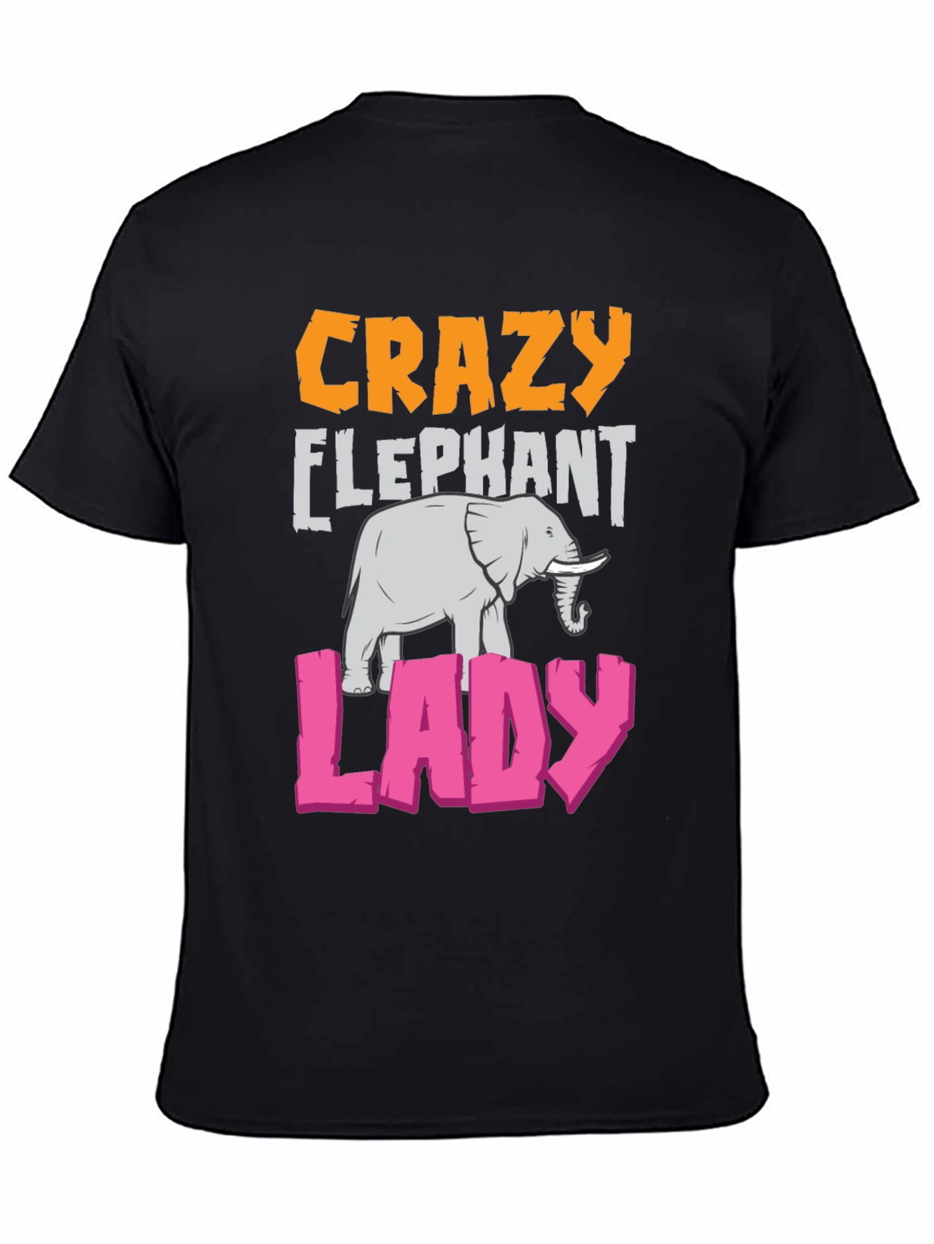 Black Crazy Elephant Lady Graphic T-Shirt view 4